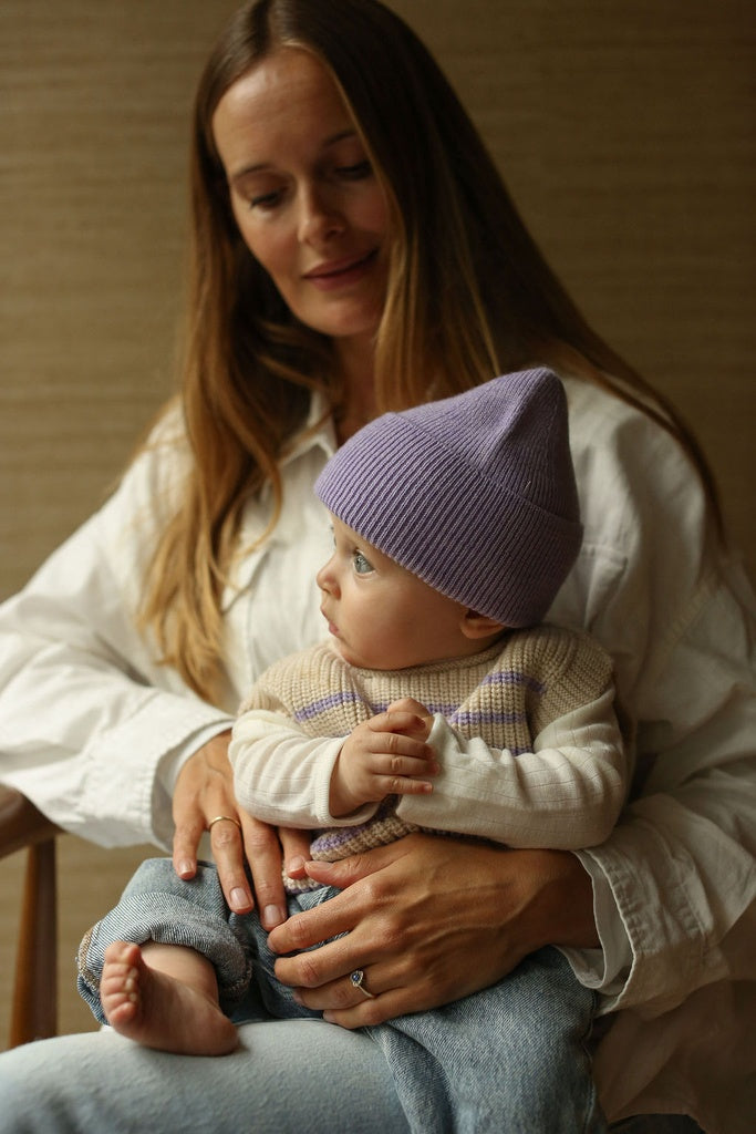 beanie Fonzie newborn lilac 