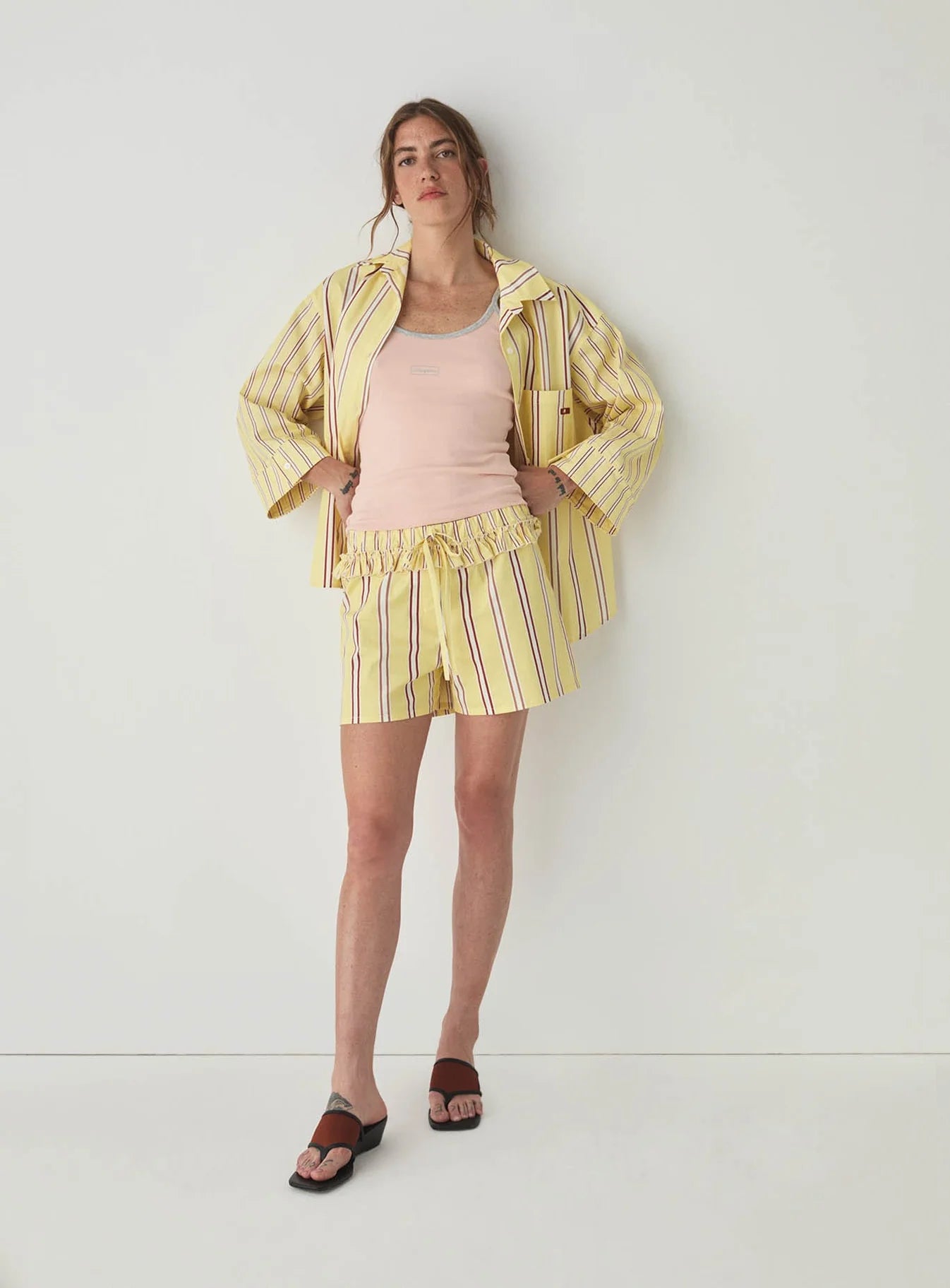 caos butter striped poplin boxer shorts
