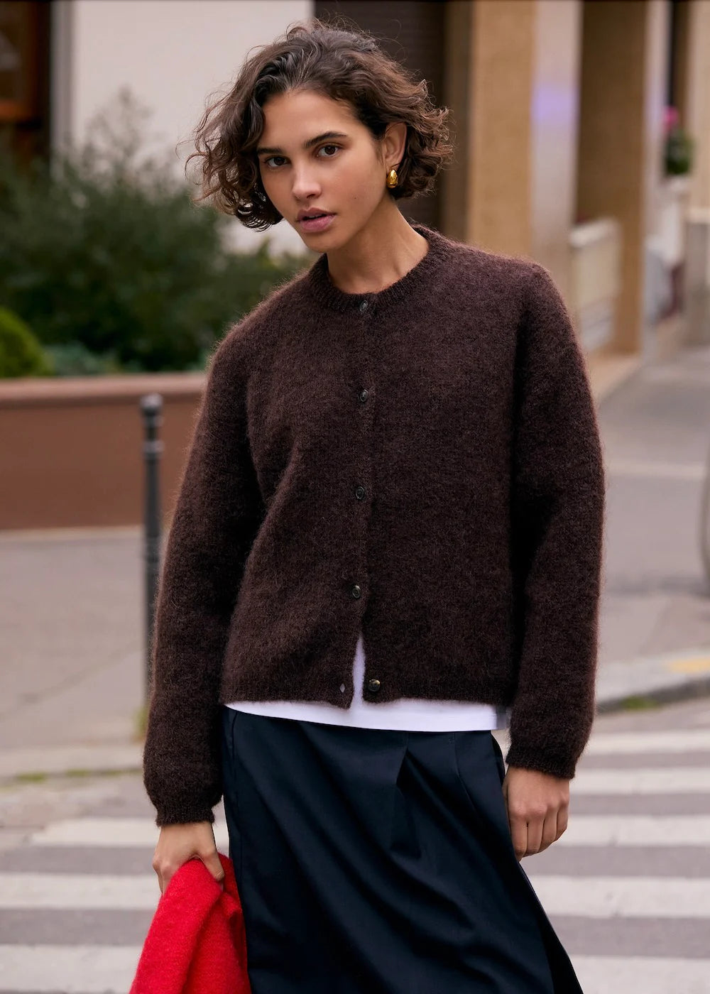 cardigan z mohéru Olivia chocolate brown