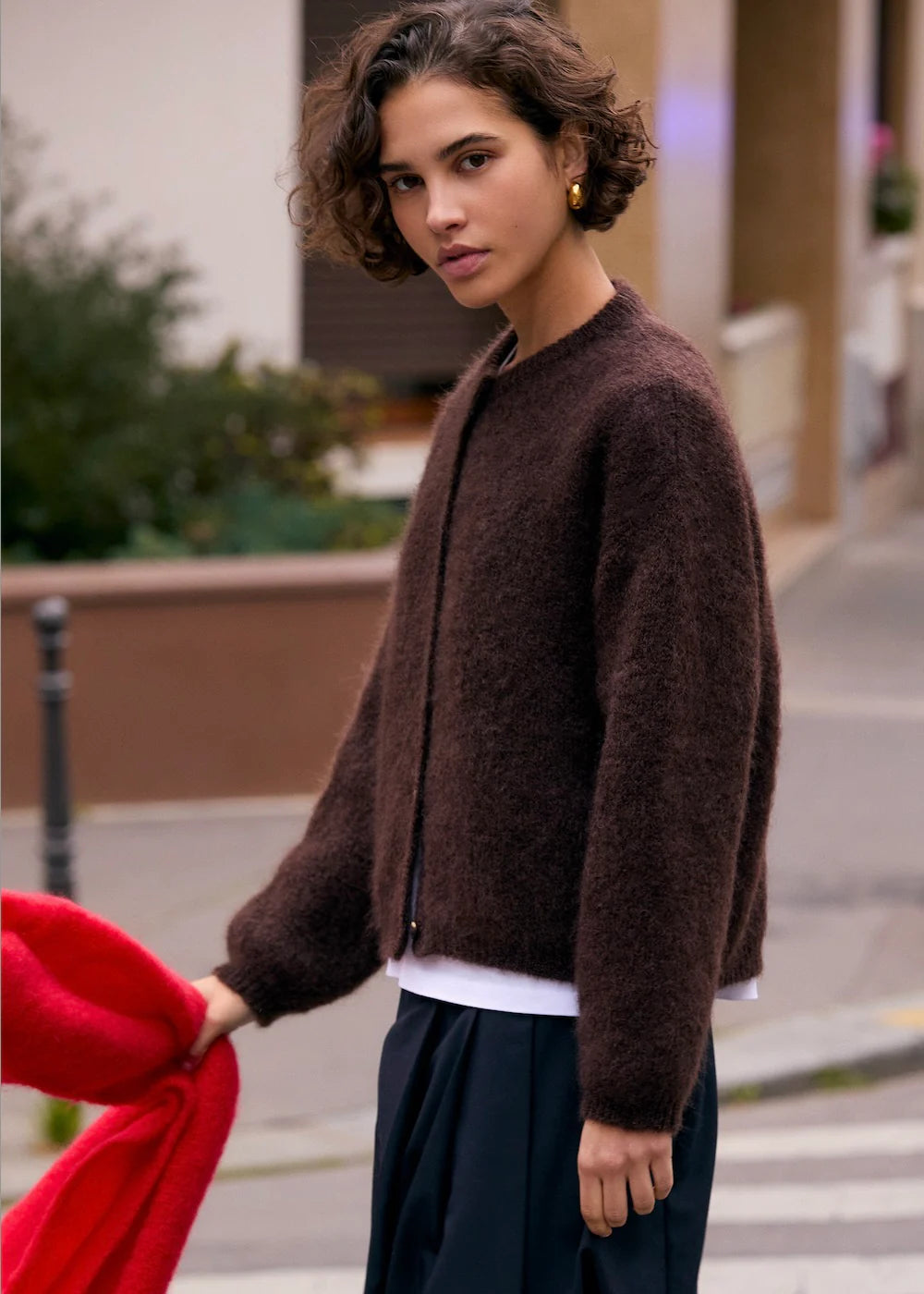 cardigan z mohéru Olivia chocolate brown