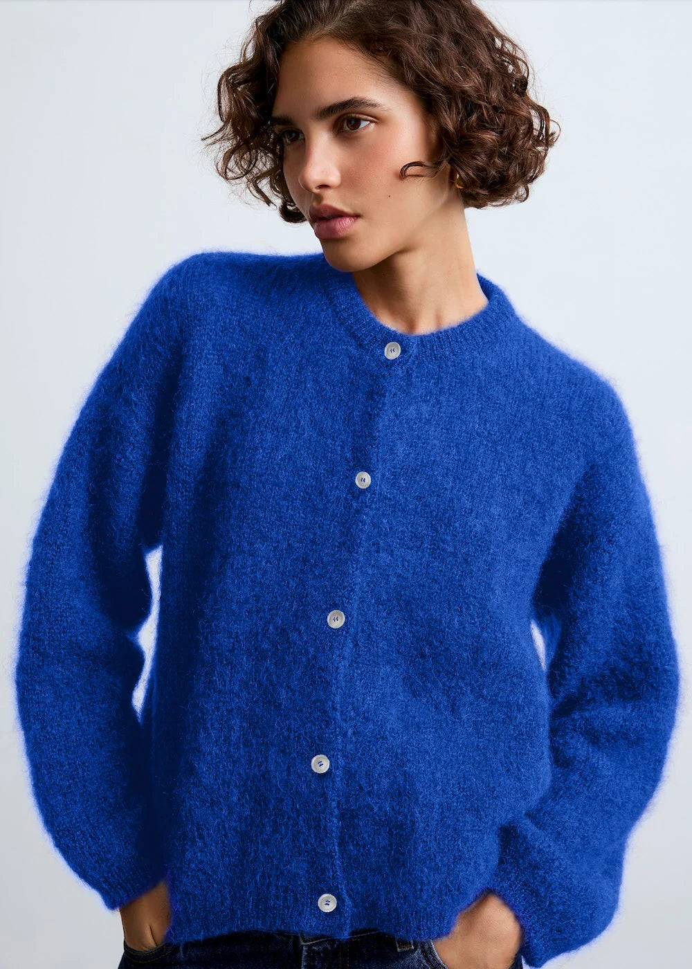 cardigan z mohéru Olivia electric blue