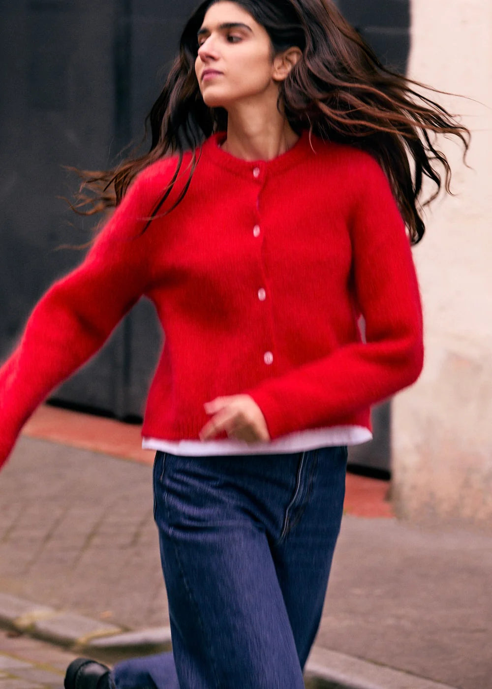 cardigan z mohéru Olivia red
