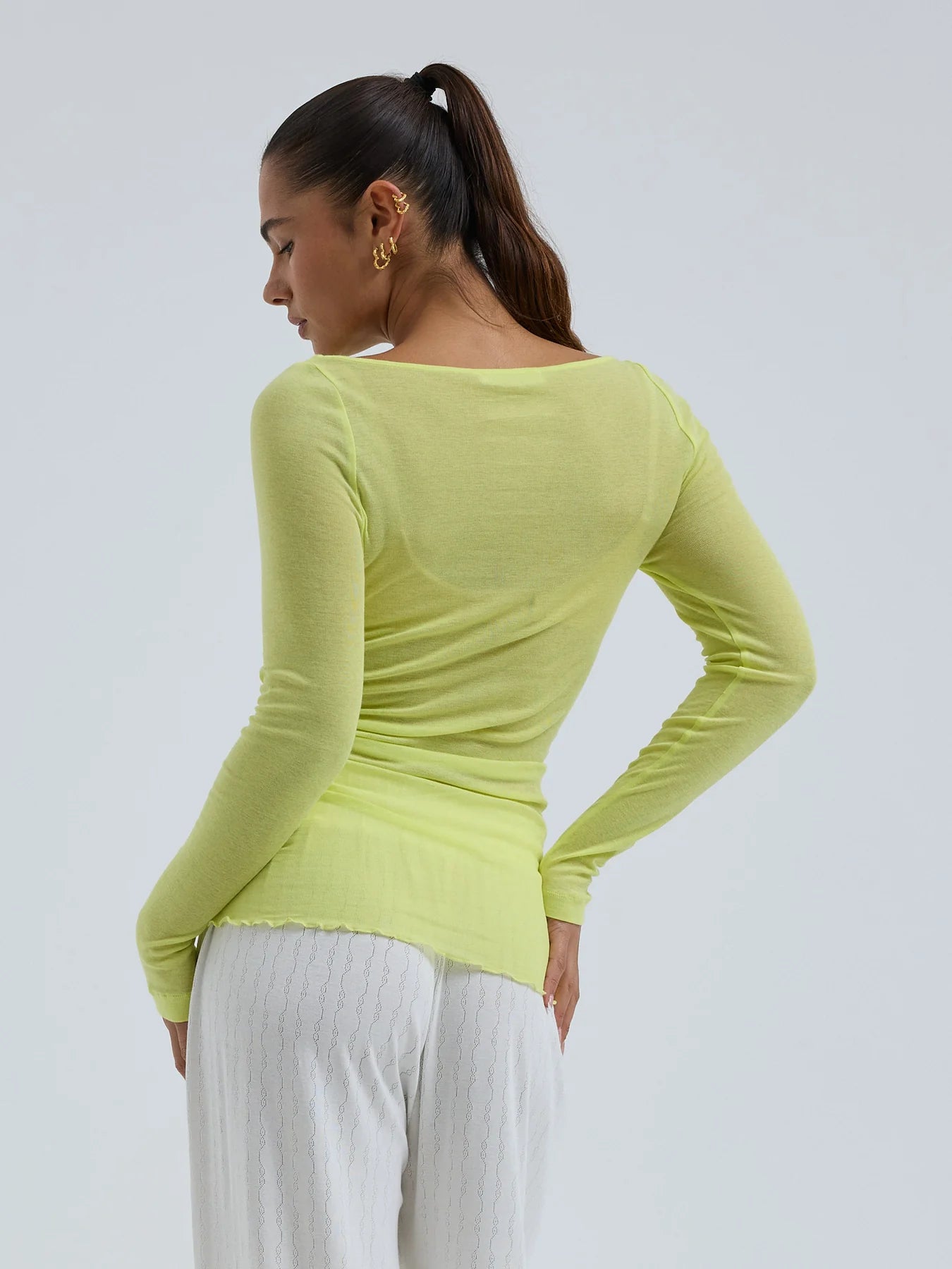 triko cotton boat neck neon yellow