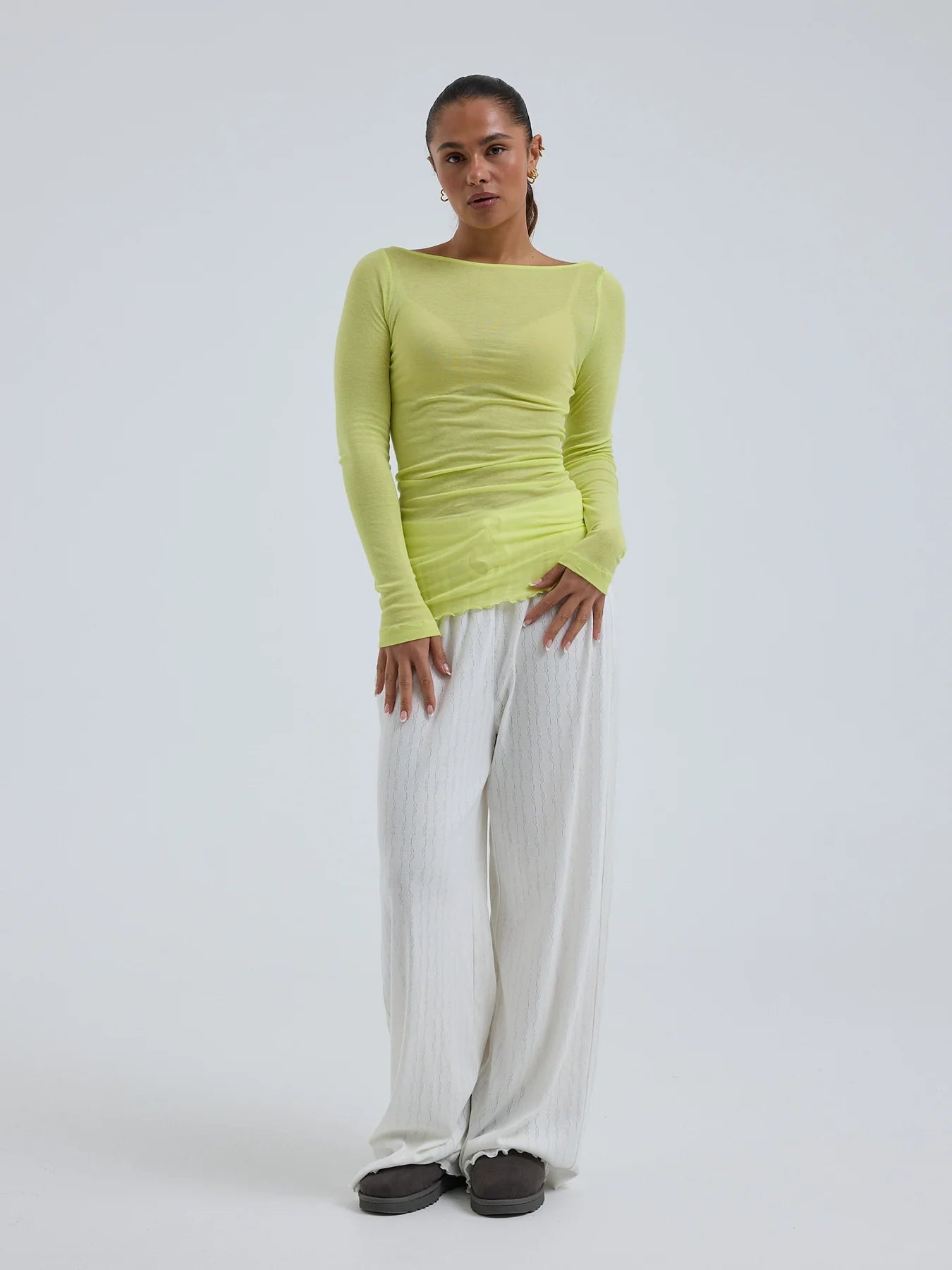 triko cotton boat neck neon yellow
