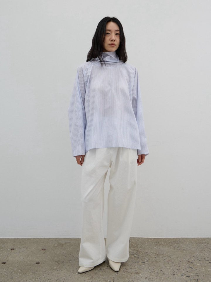 košile high neck tie stripe