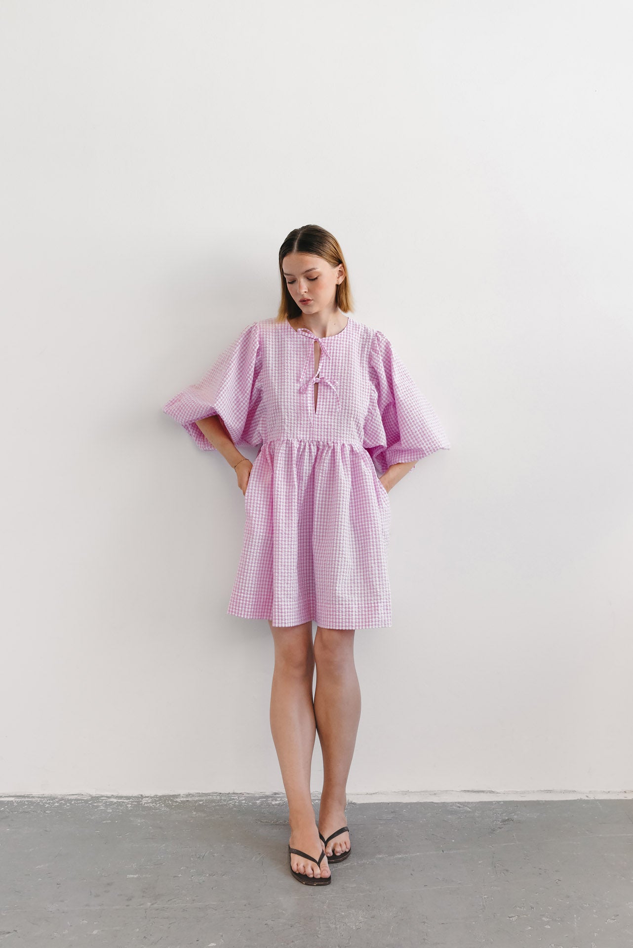 Vera pink checkered candy dress