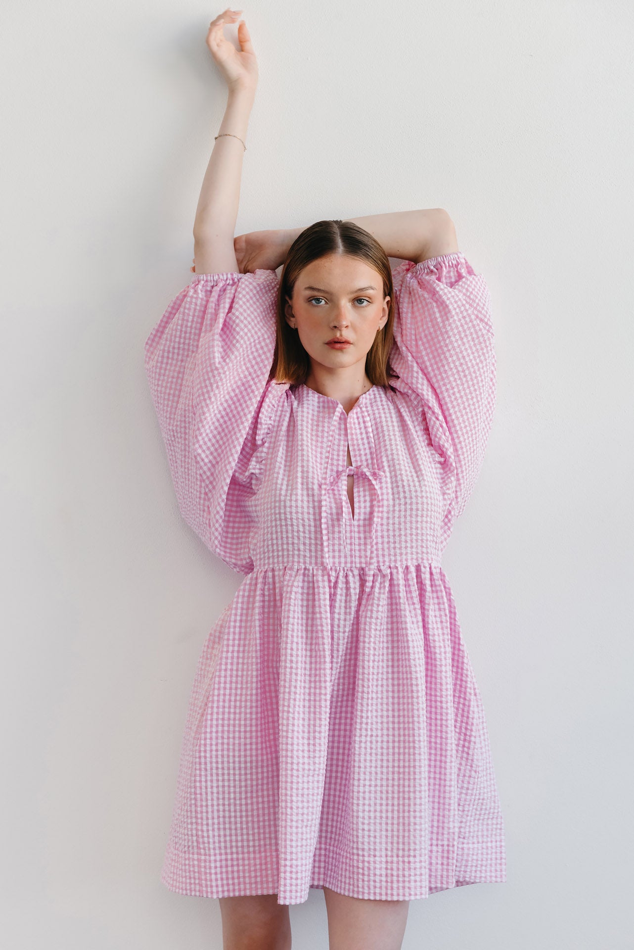 Vera pink checkered candy dress