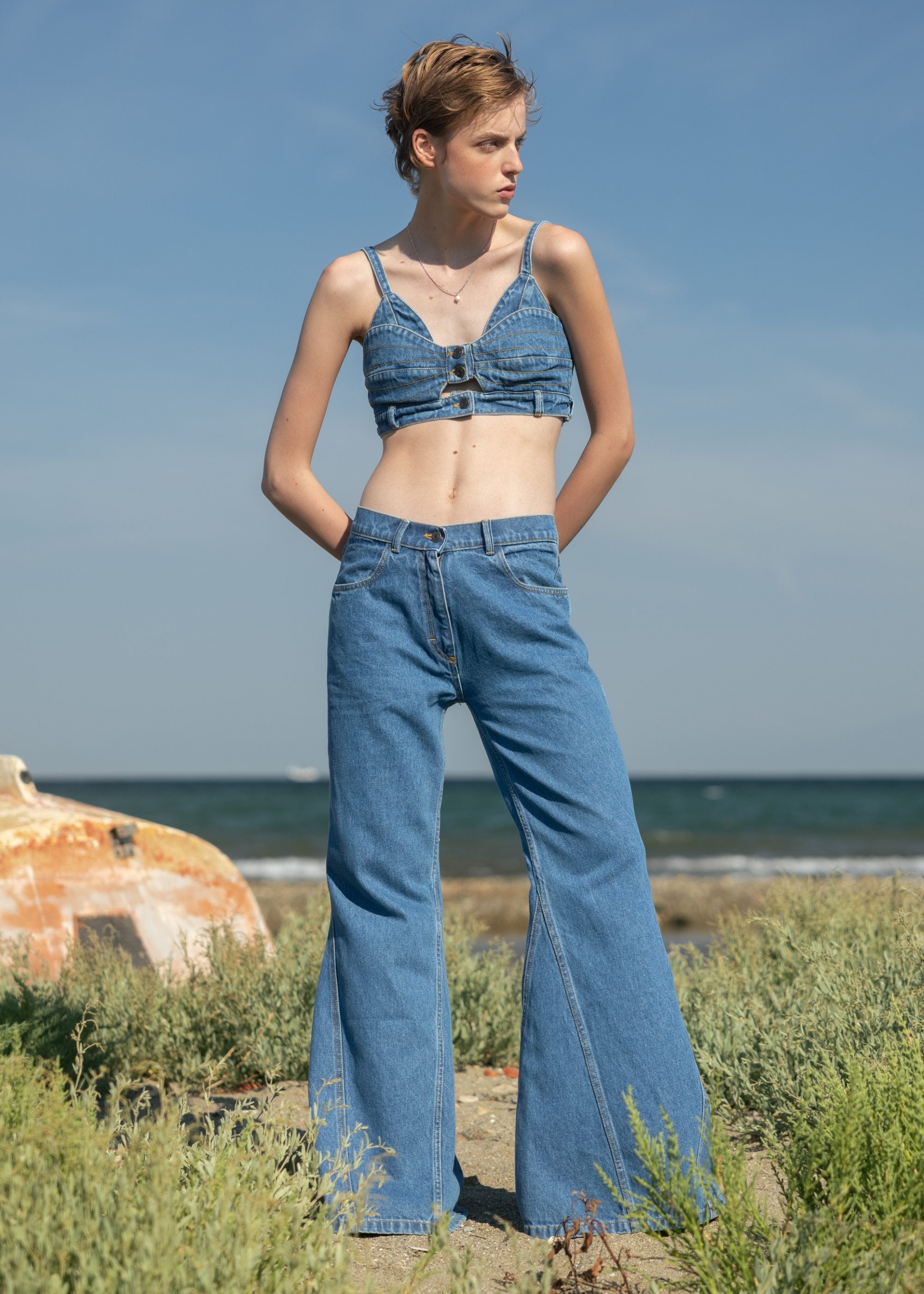 kalhoty denim Flared
