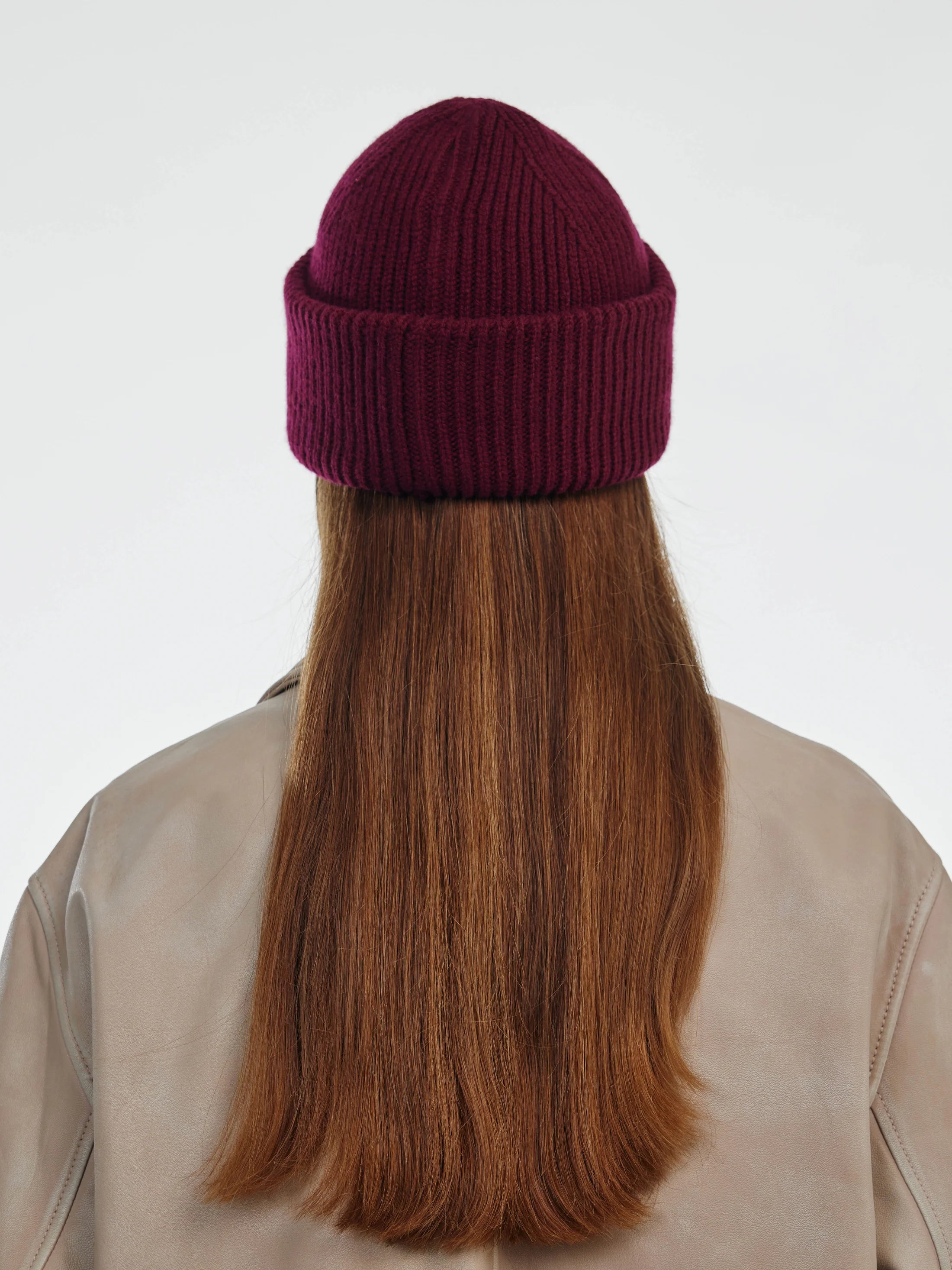 beanie chunky soft z vlny - Burgundy
