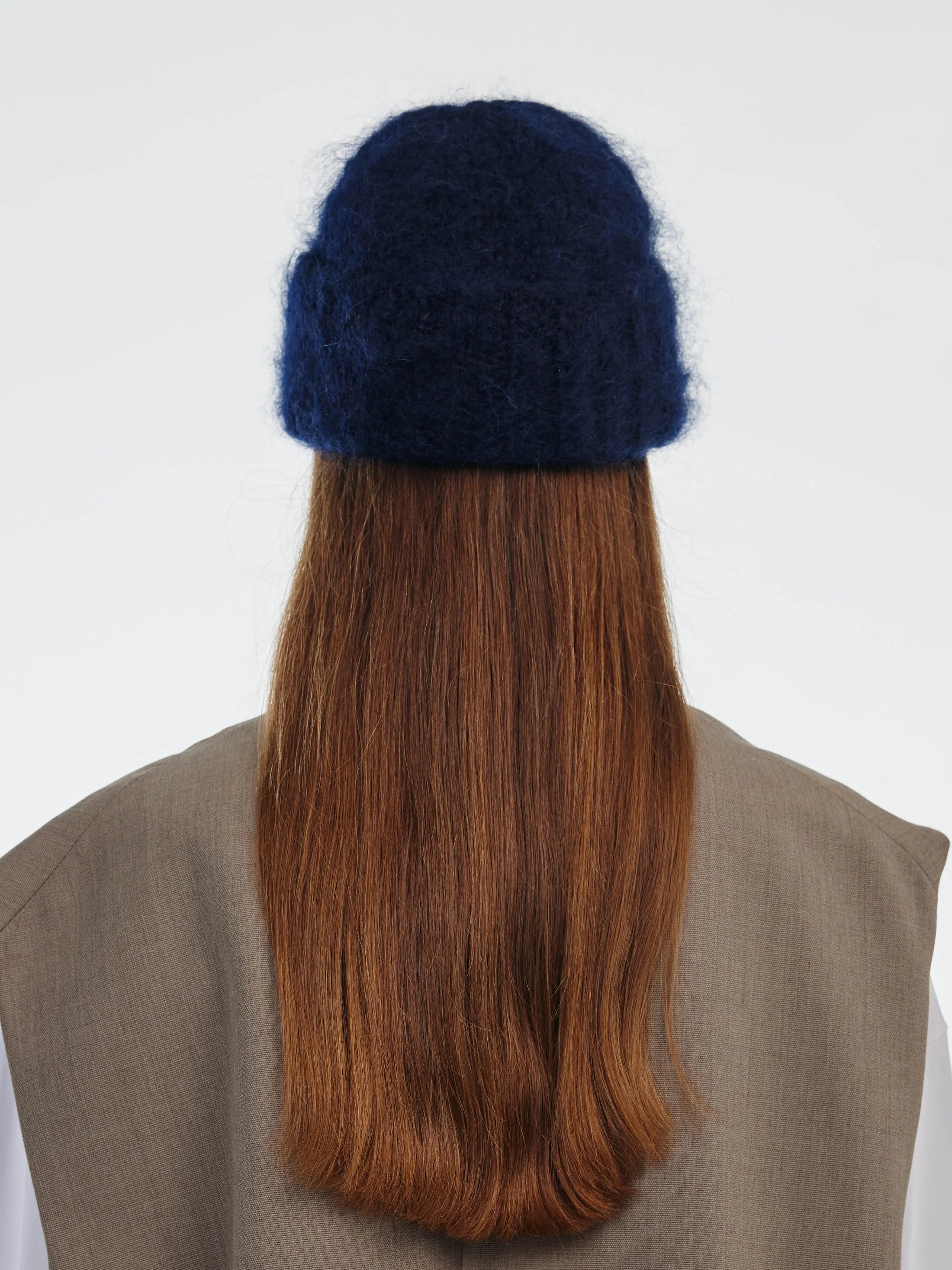 beanie z mohéru a vlny - Navy