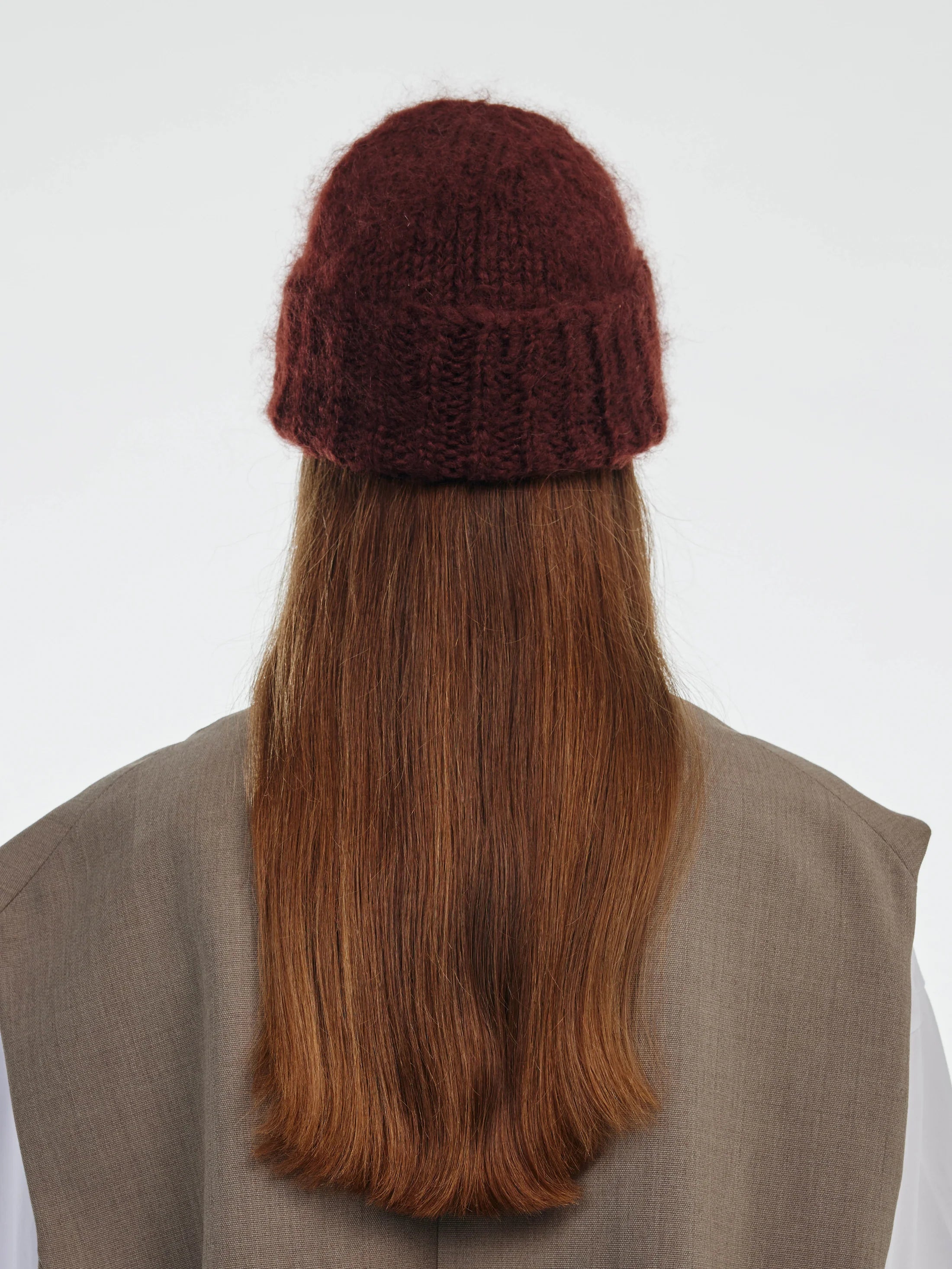 beanie z mohéru a vlny - Brown