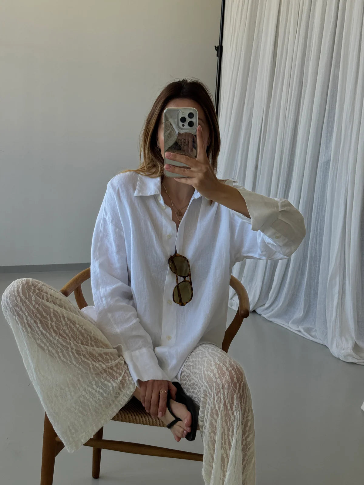 kalhoty Stella lace - offwhite