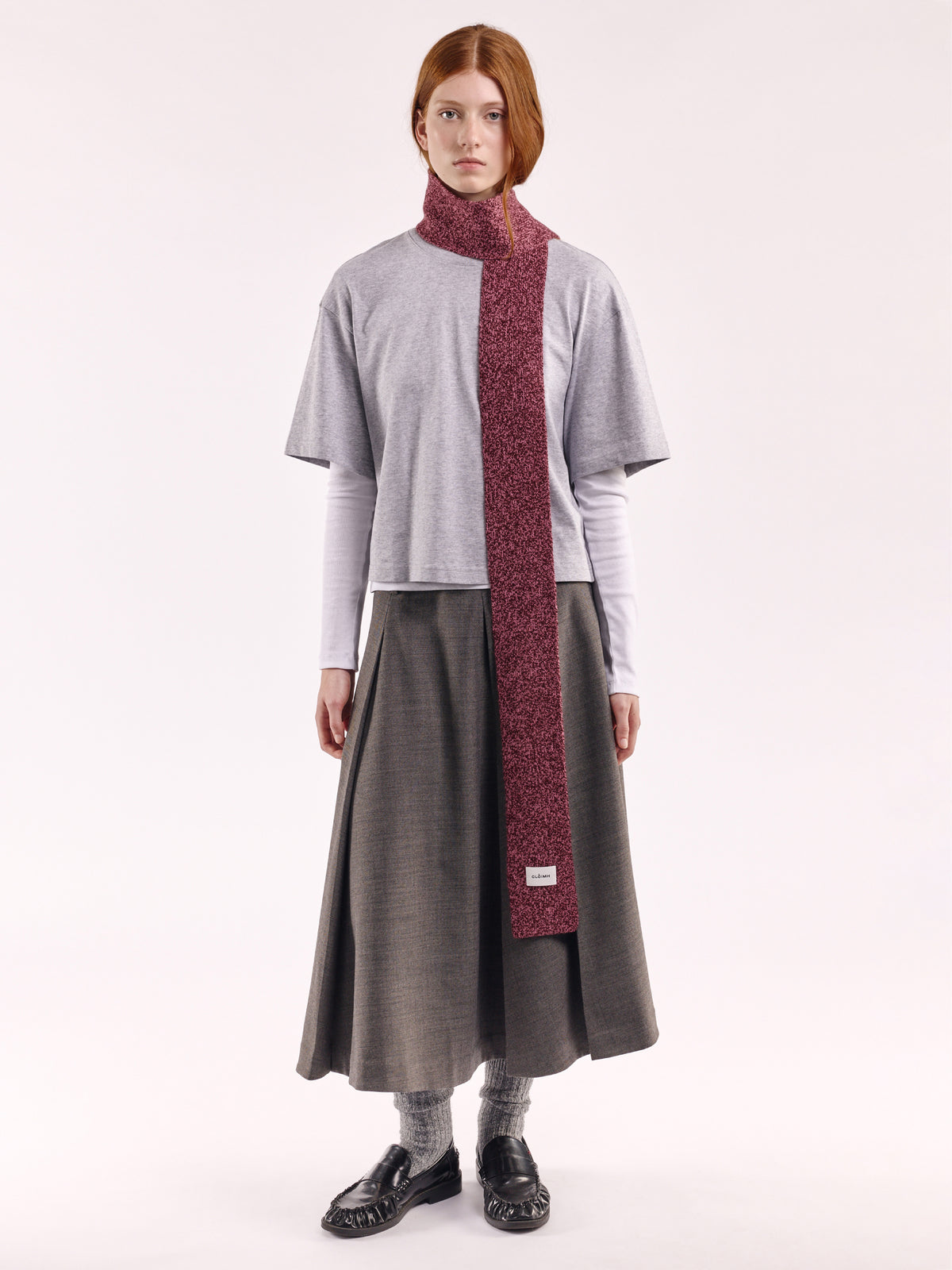 šála soft z vlny - Burgundy/Pink Marl
