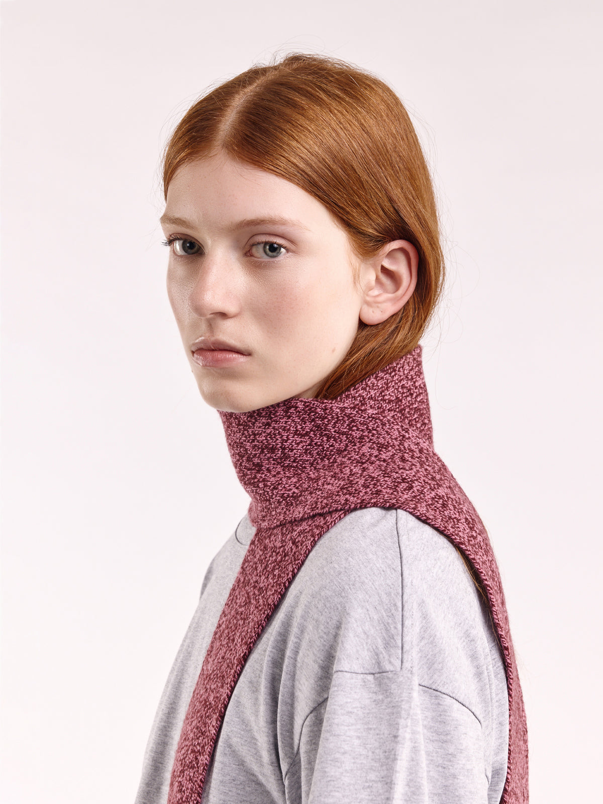 šála soft z vlny - Burgundy/Pink Marl