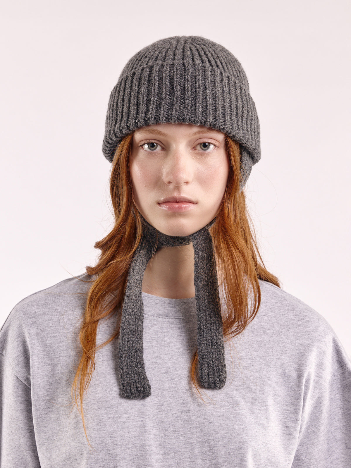 čepice z vlny ear flap - Dark Grey