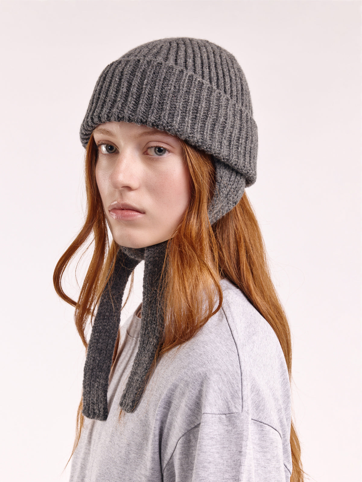 čepice z vlny ear flap - Dark Grey