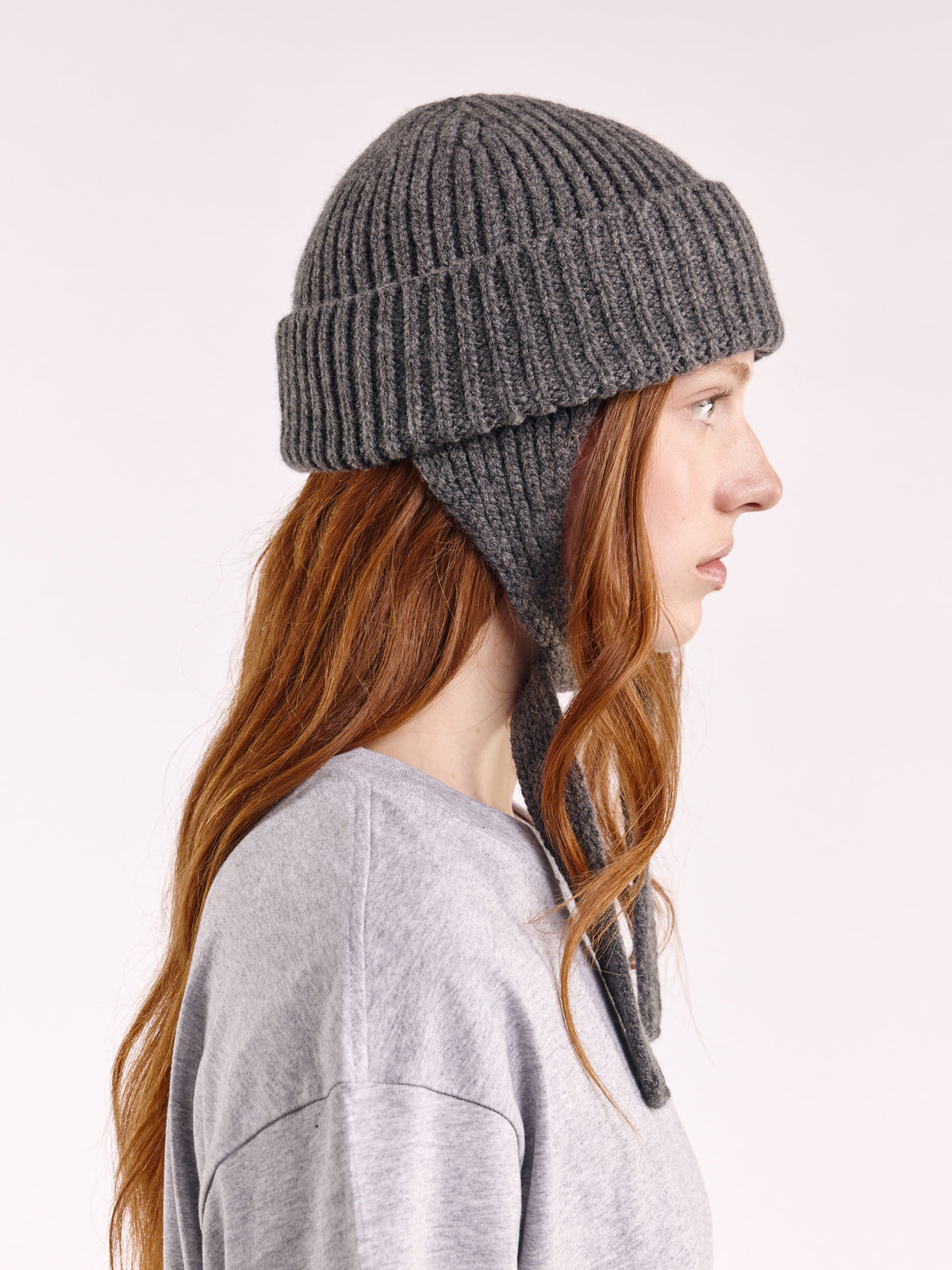 čepice z vlny ear flap - Dark Grey