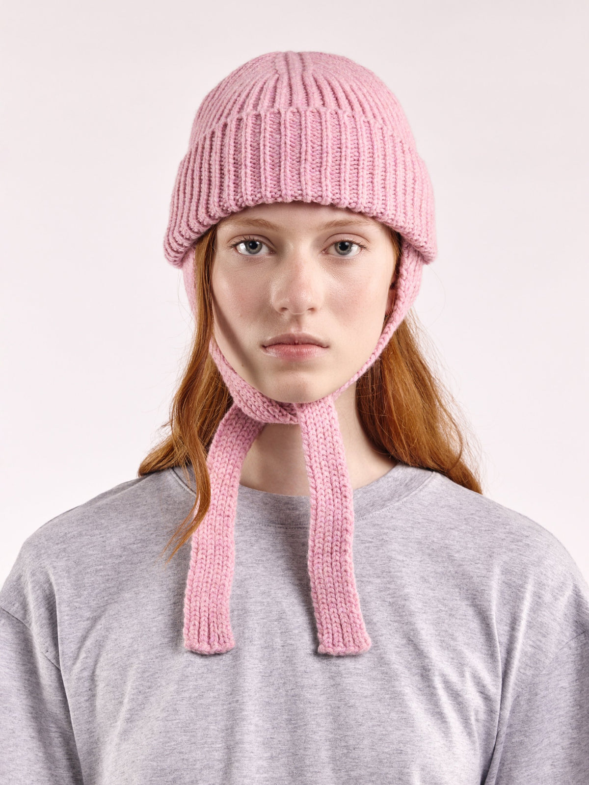 čepice z vlny ear flap - Rose
