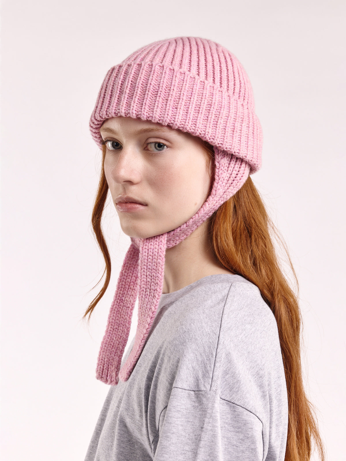 čepice z vlny ear flap - Rose