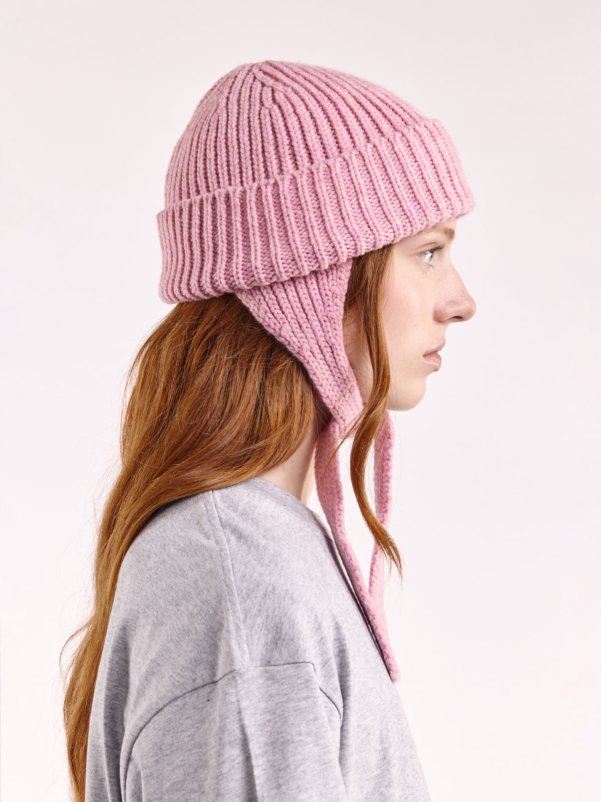 čepice z vlny ear flap - Rose