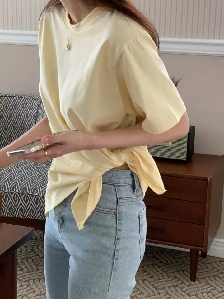 top Round Side Tie Tee yellow