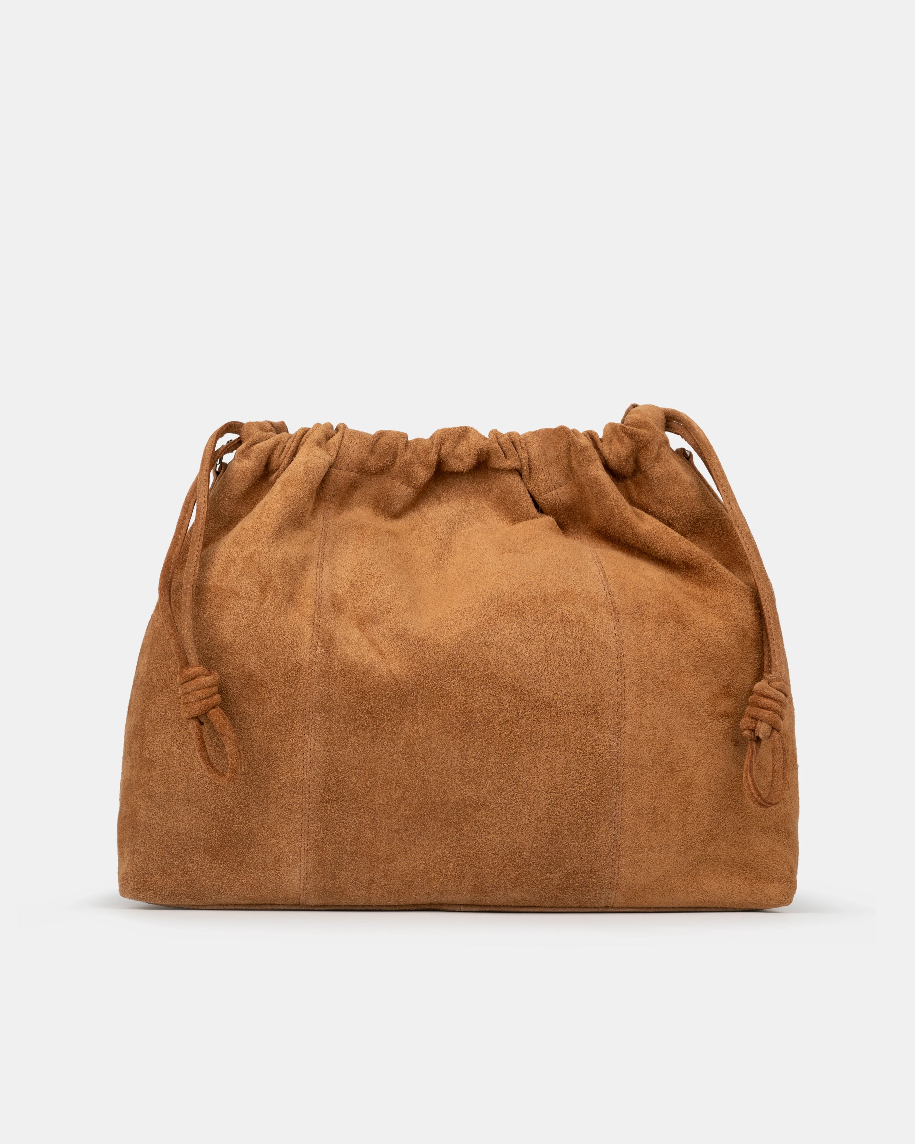 Elliot caramel suede handbag