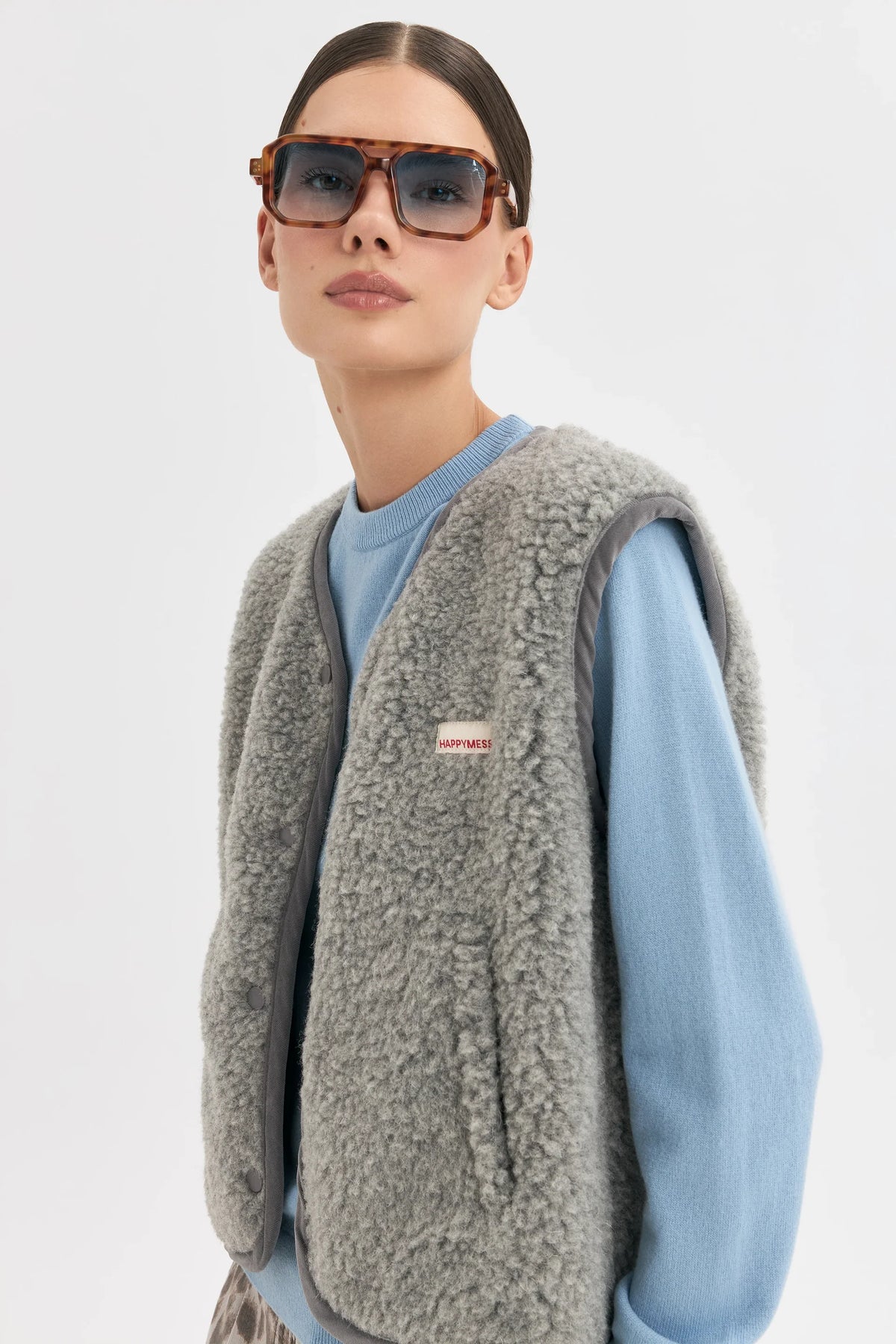 Vesta z vlny Stone Grey