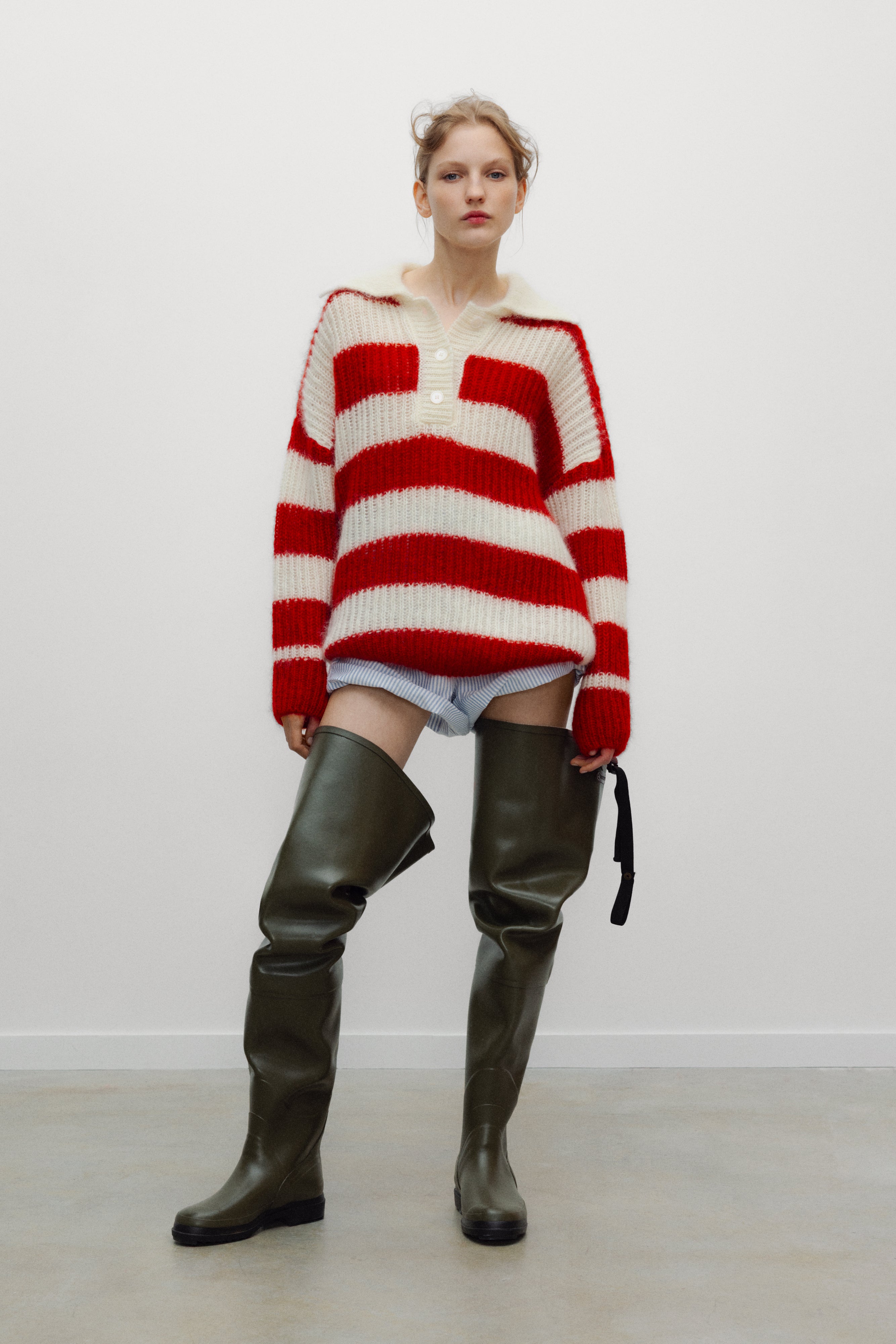 svetr ellie polo chinese red stripe