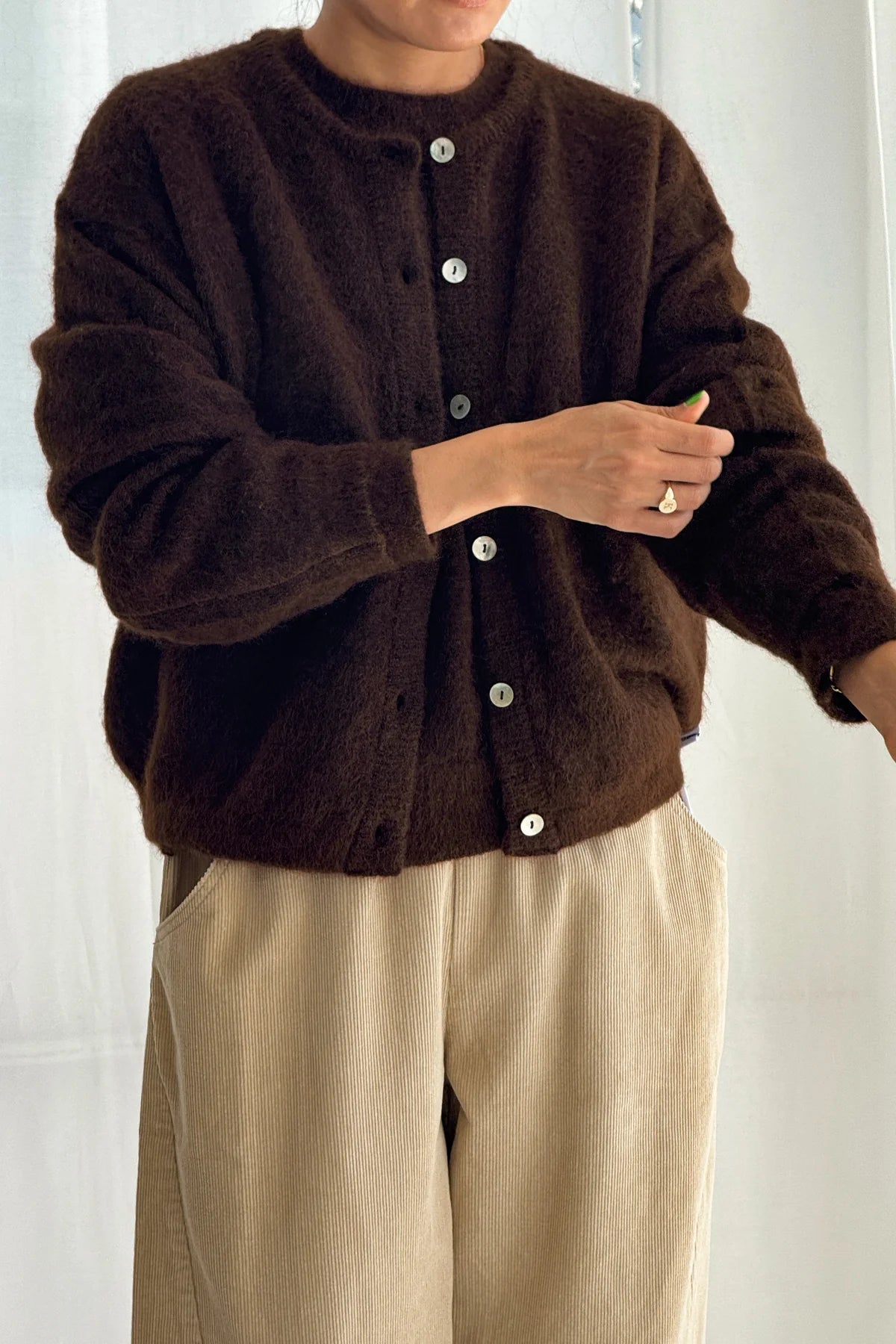 cardigan Leila mohair - cocoa bean