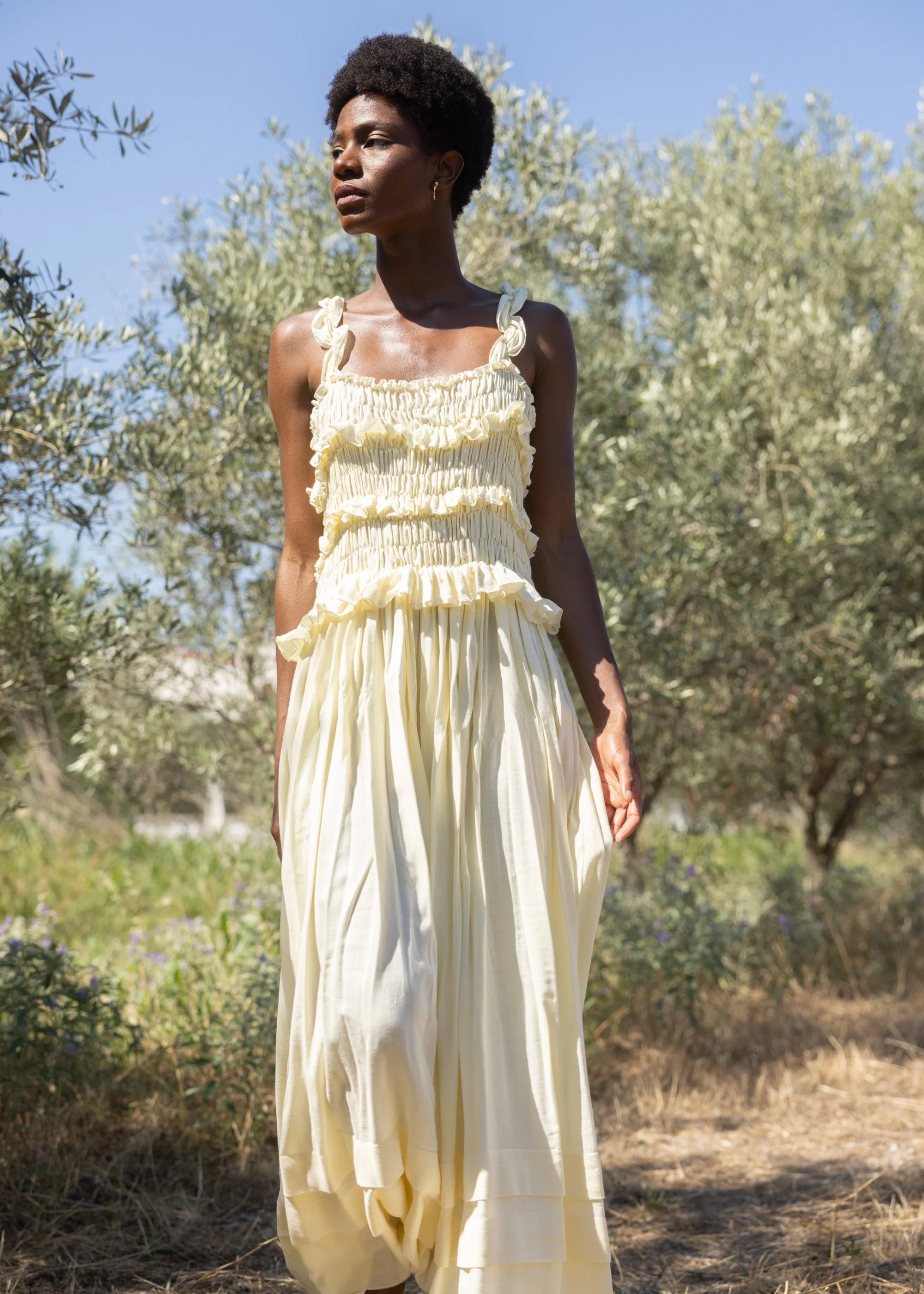 šaty Linen Ruffle Sundress