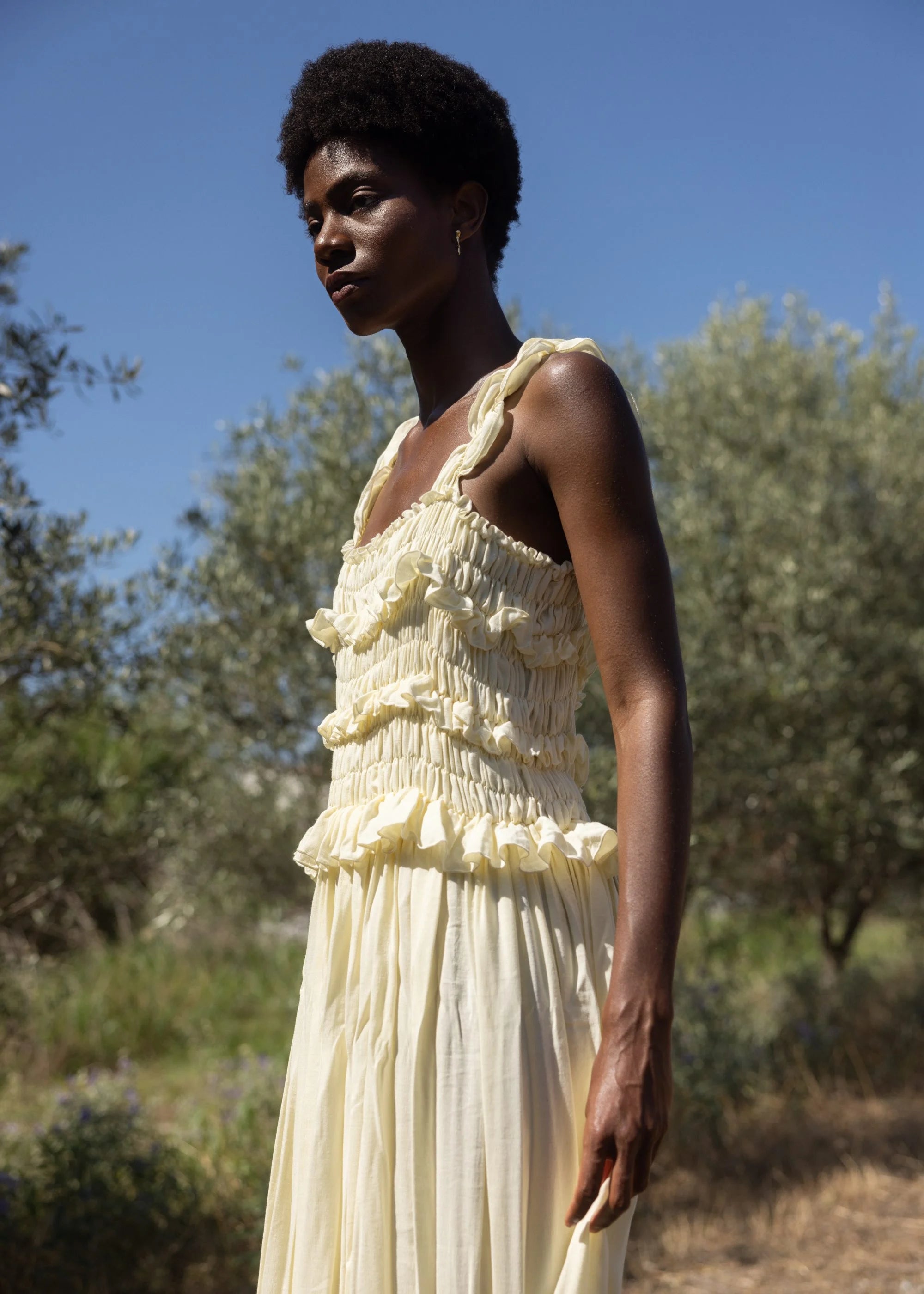 šaty Linen Ruffle Sundress