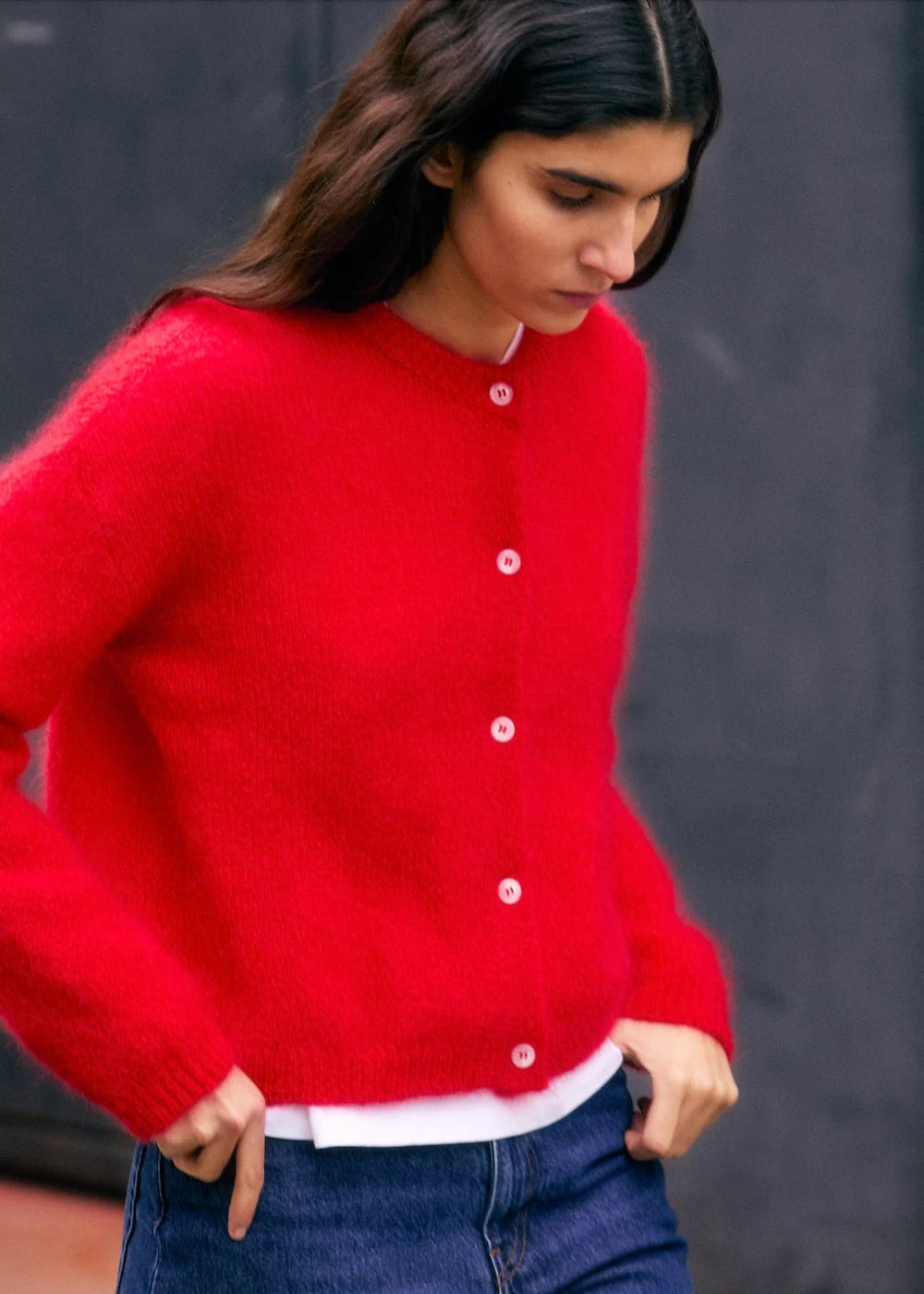 cardigan z mohéru Olivia red
