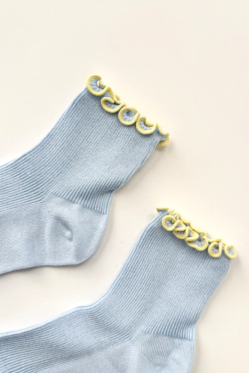 ponožky ruffled - baby blue/butter