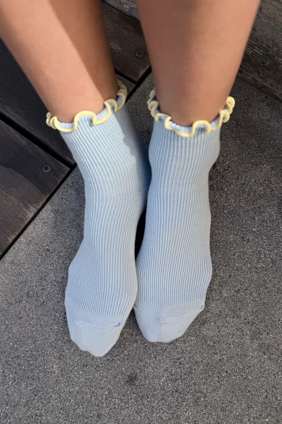 ponožky ruffled - baby blue/butter