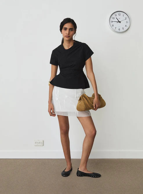 top Raven black asymmetric blouse