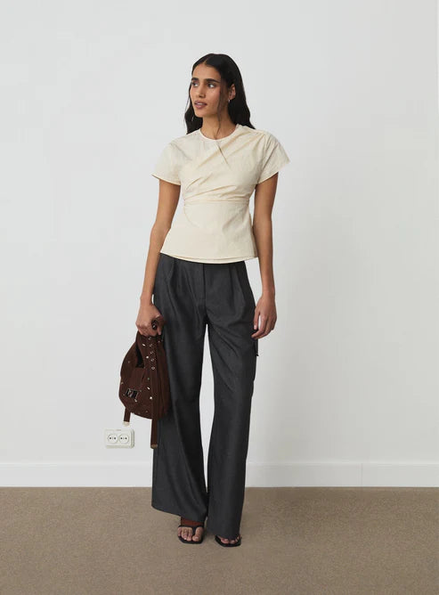 top Raven white asymmetric blouse