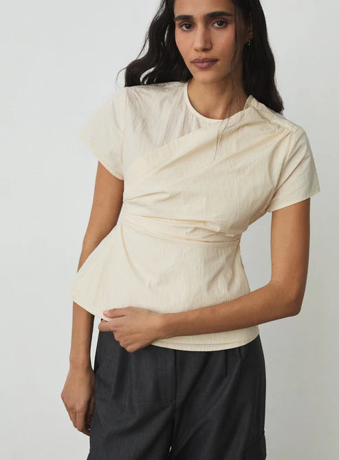 top Raven white asymmetric blouse