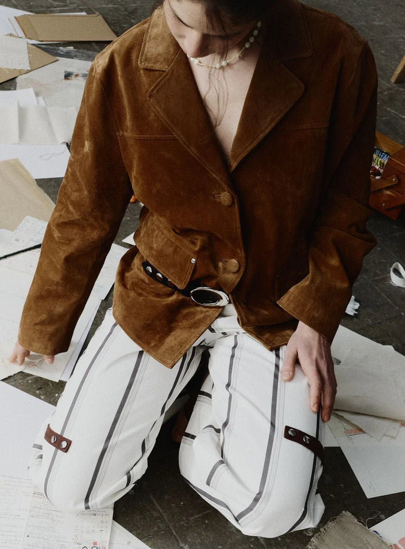 bunda Maira real suede brown