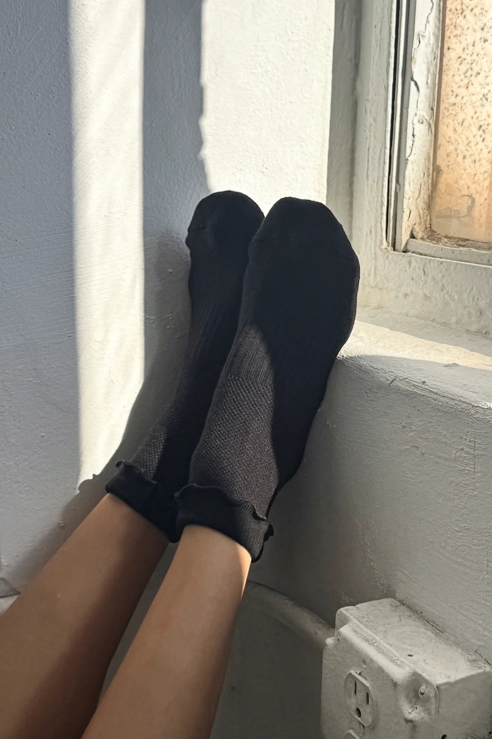 ponožky ruffled hugger crew black/black