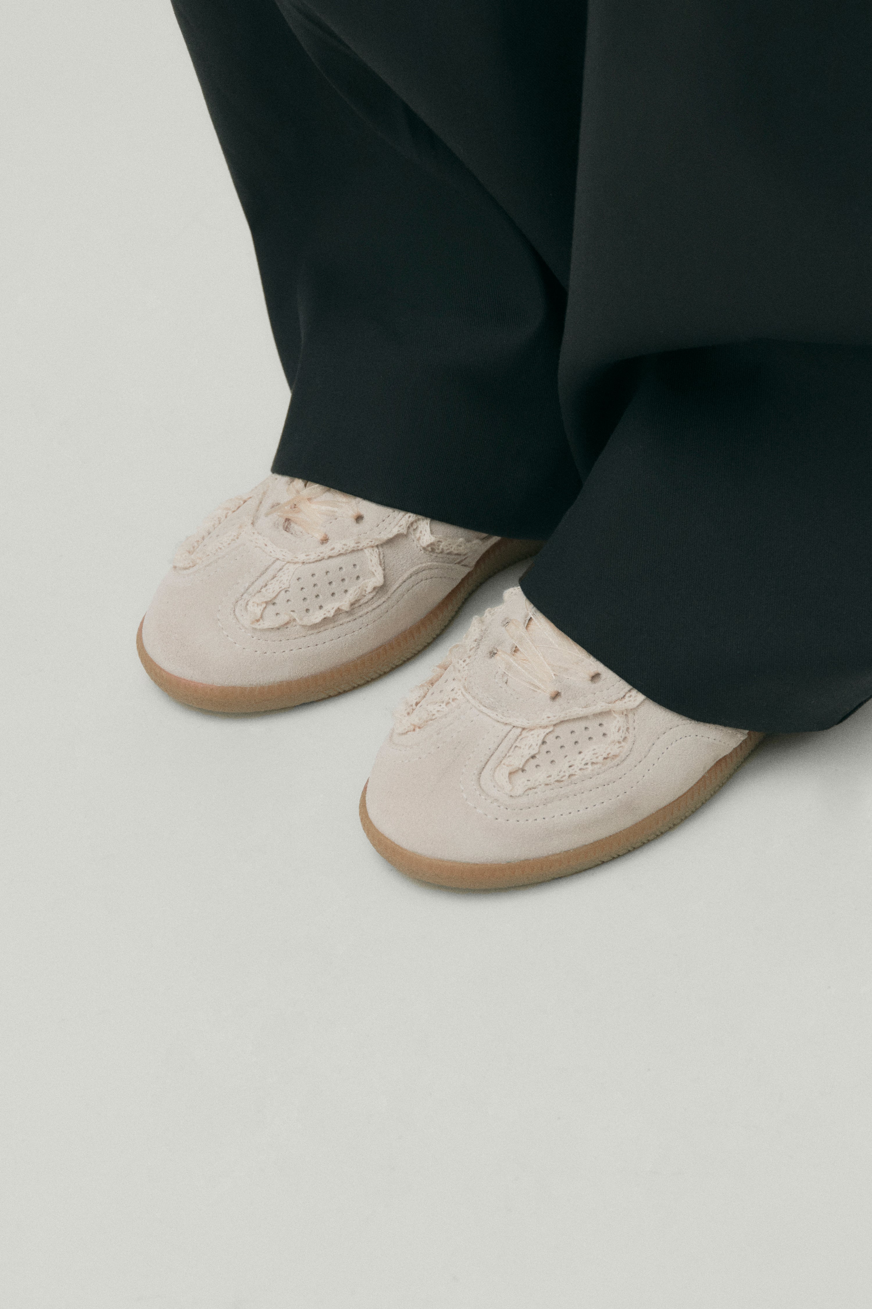 tenisky TB. 490 crochet cream leather sneakers