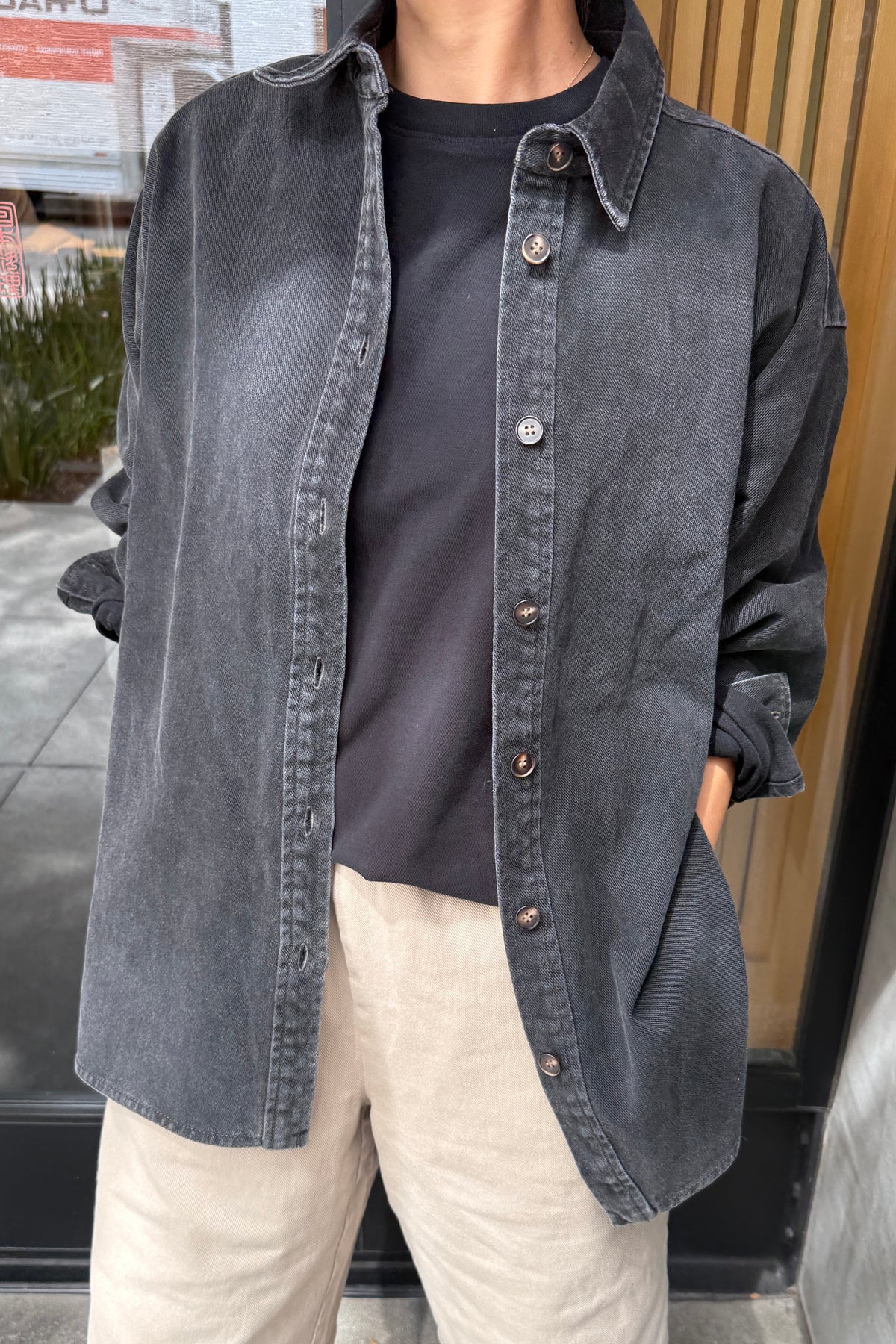 košile Theo Black Denim