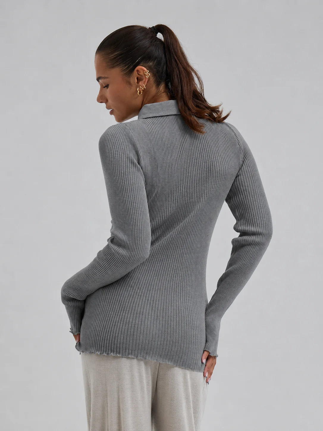 triko Woolen Classic Polo grey melange