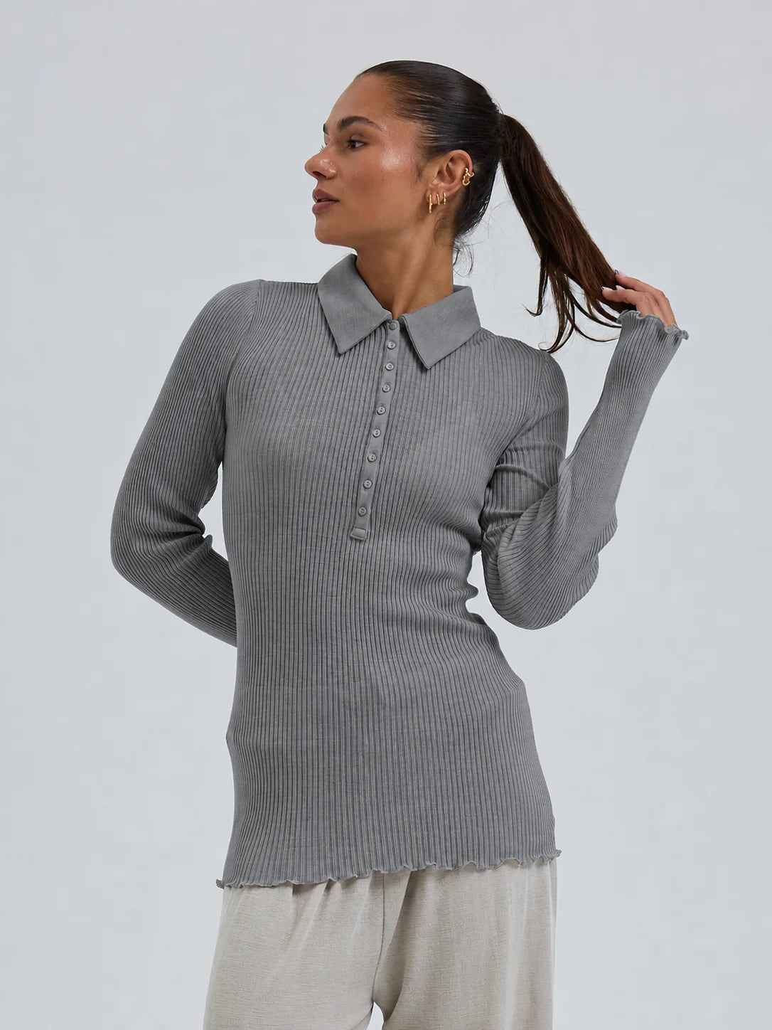 triko Woolen Classic Polo grey melange