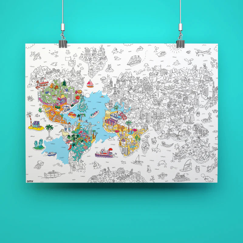 Large coloring poster - World Atlas