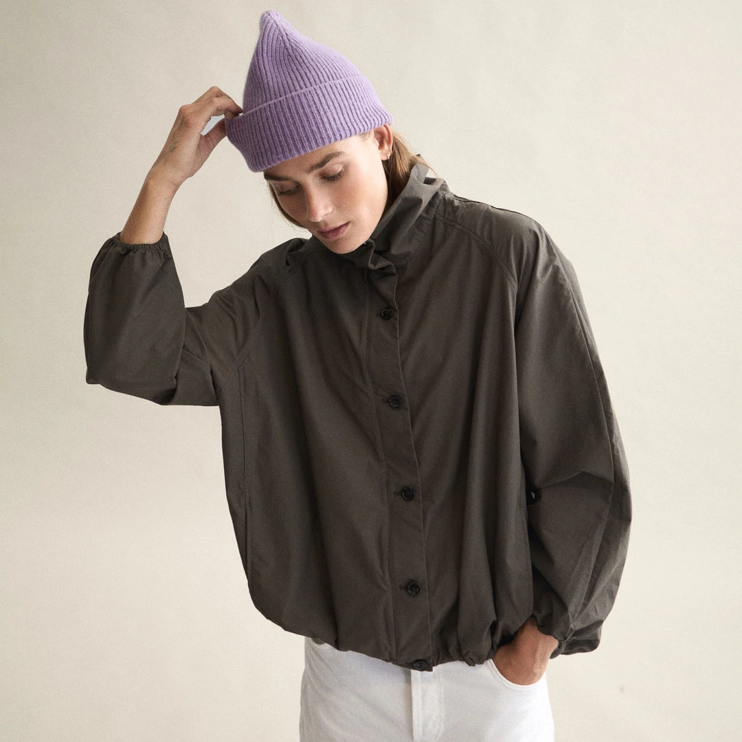beanie z jehněčí vlny lavender