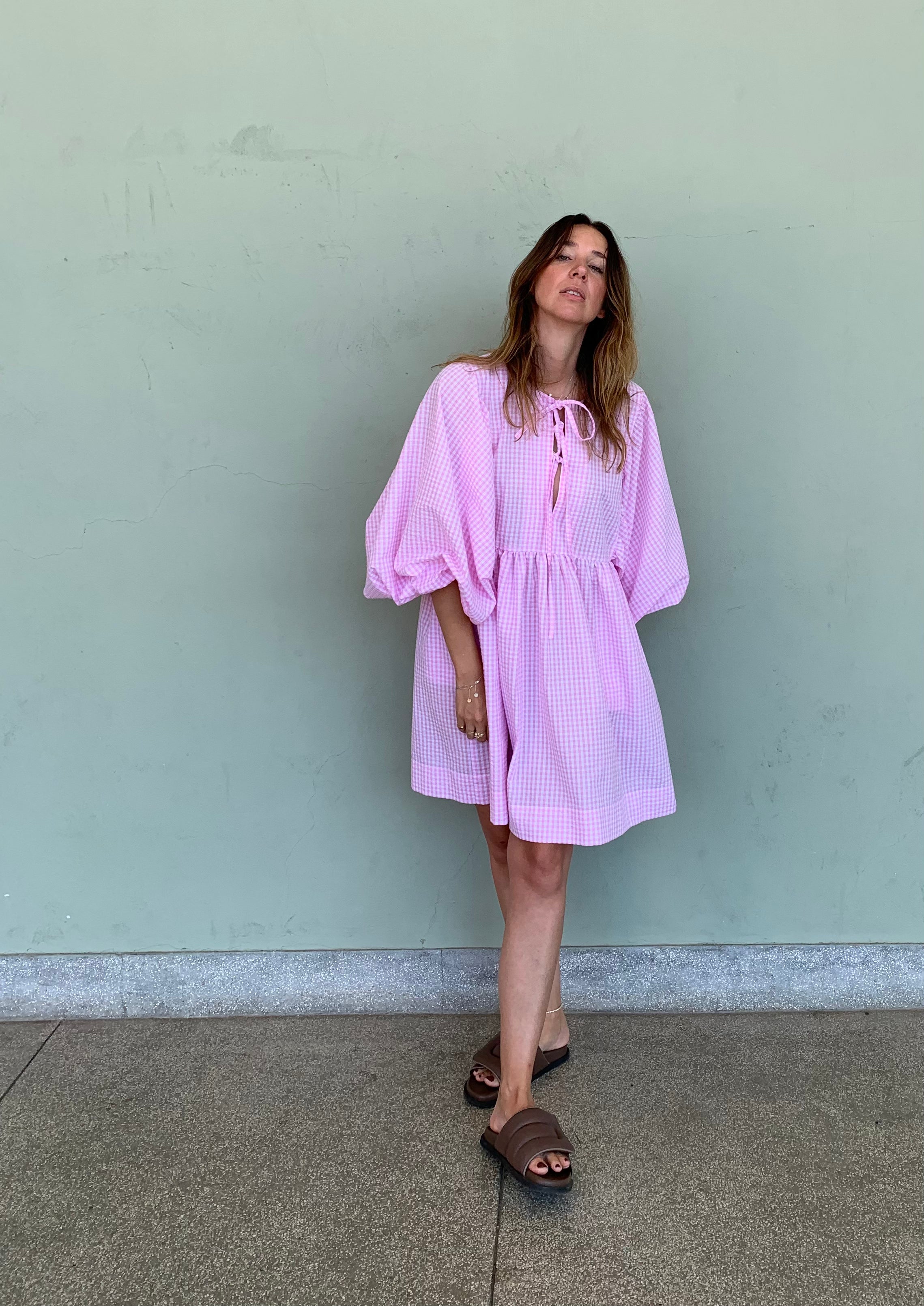 bonbon šaty Vera pink karo