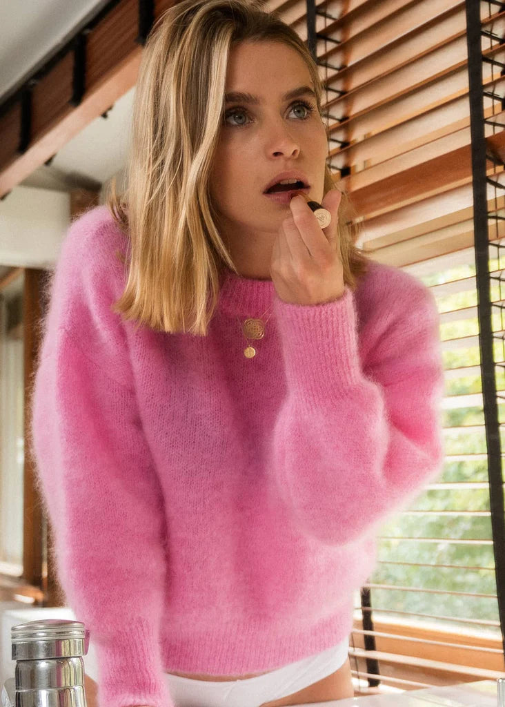 svetr z mohéru Jane pink