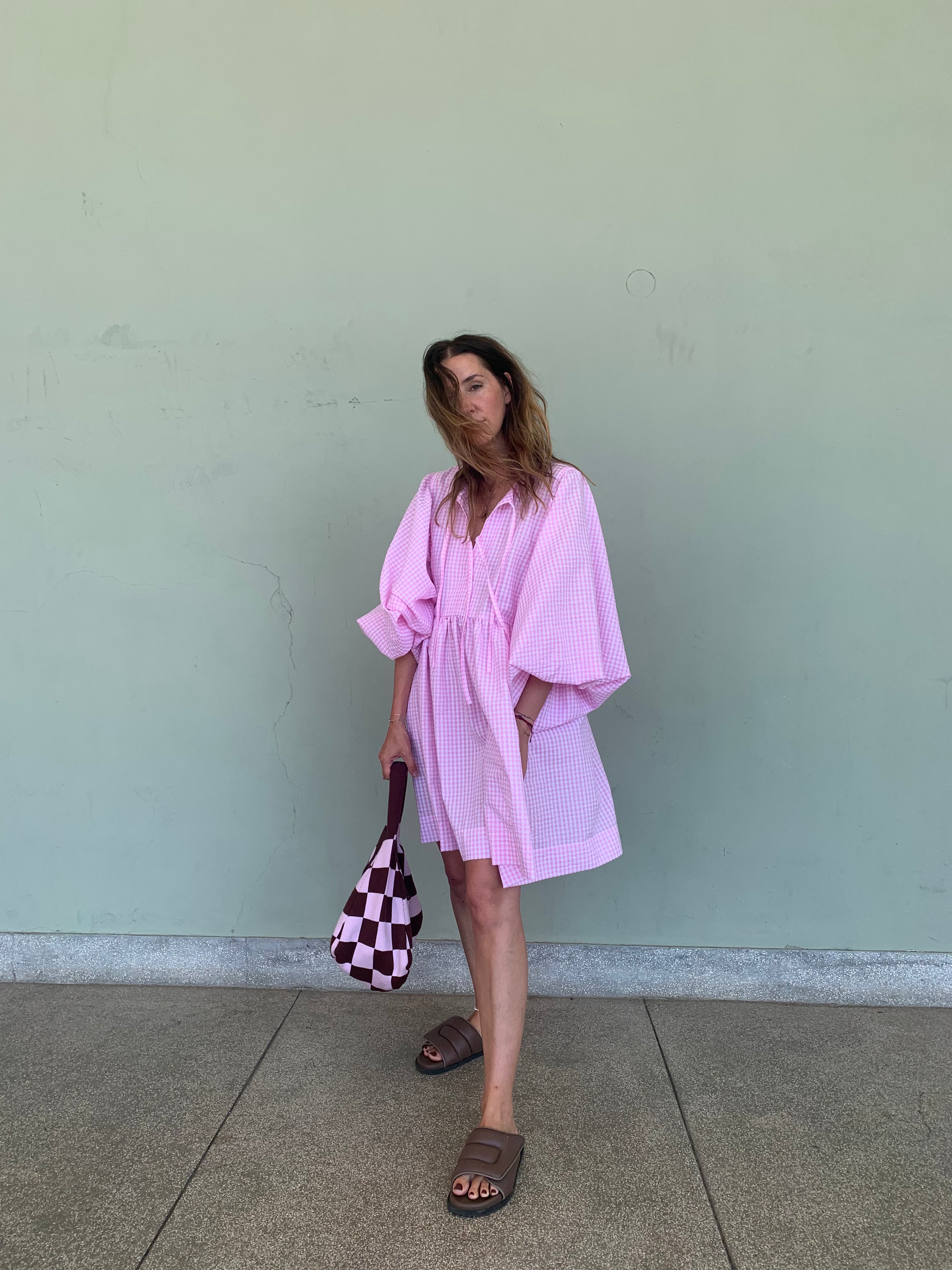 bonbon šaty Vera pink karo