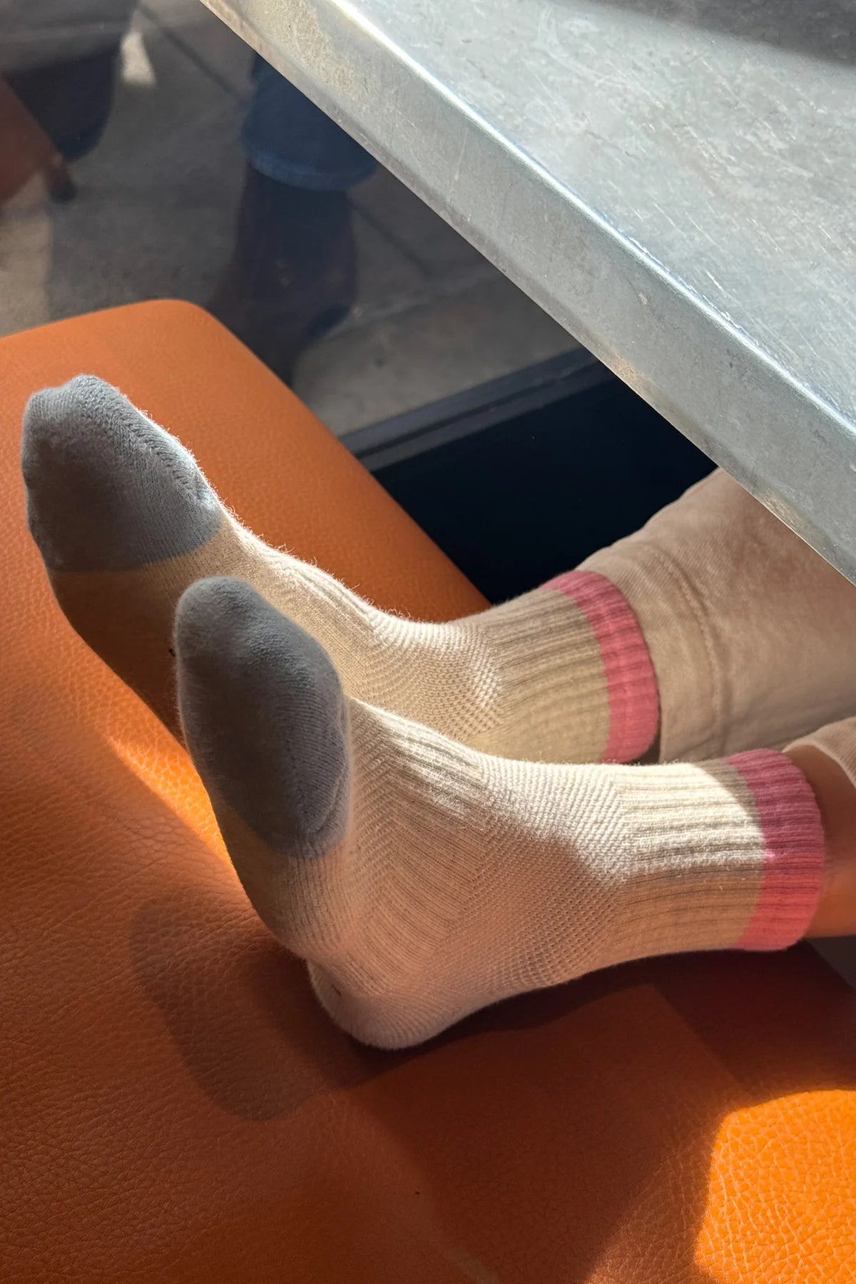 ponožky Girlfriend color blok -  grey pink