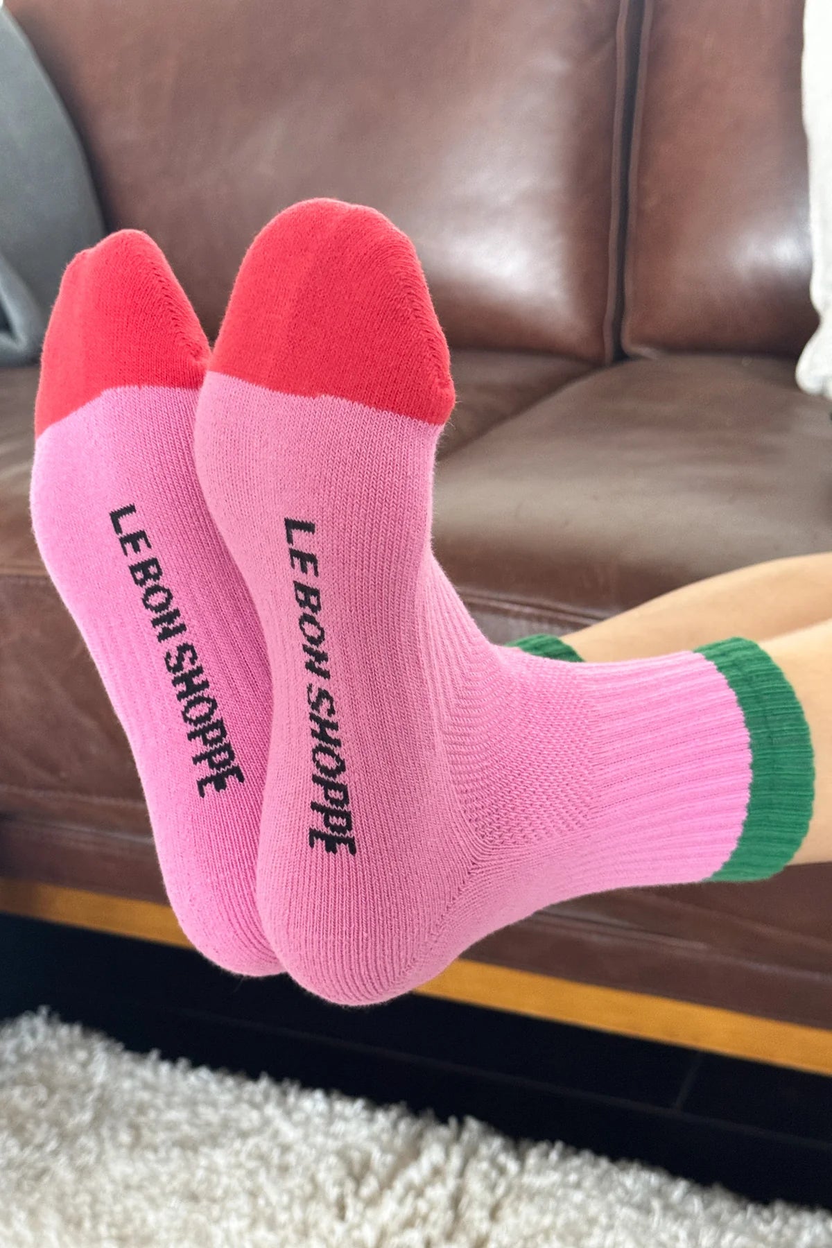 ponožky Girlfriend color blok -  rose green